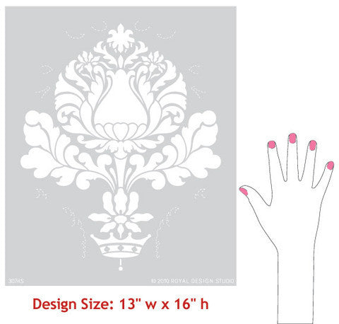 Corsini Damask Stencil for Wall Painting, DIY Home Decor, and Furniture Upcycling - Reusable Decorative Stencil for Creative Projects