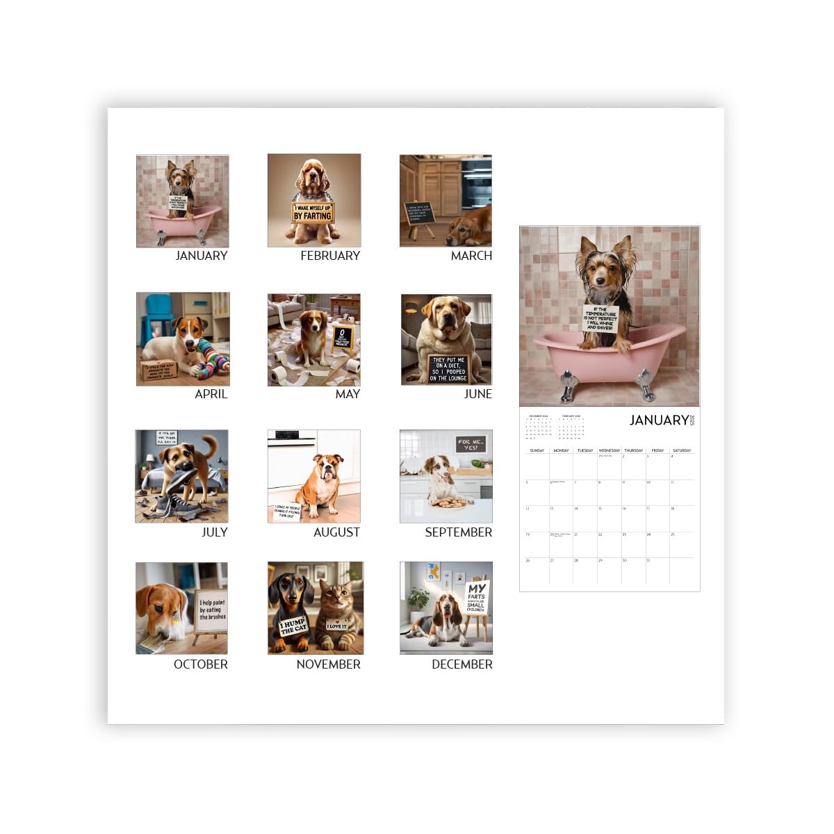 2025 Dog Shaming Calendar - Funny Wall Calendar for Dog Lovers | Perfect Gift for Pet Owners, Home & Office Decor