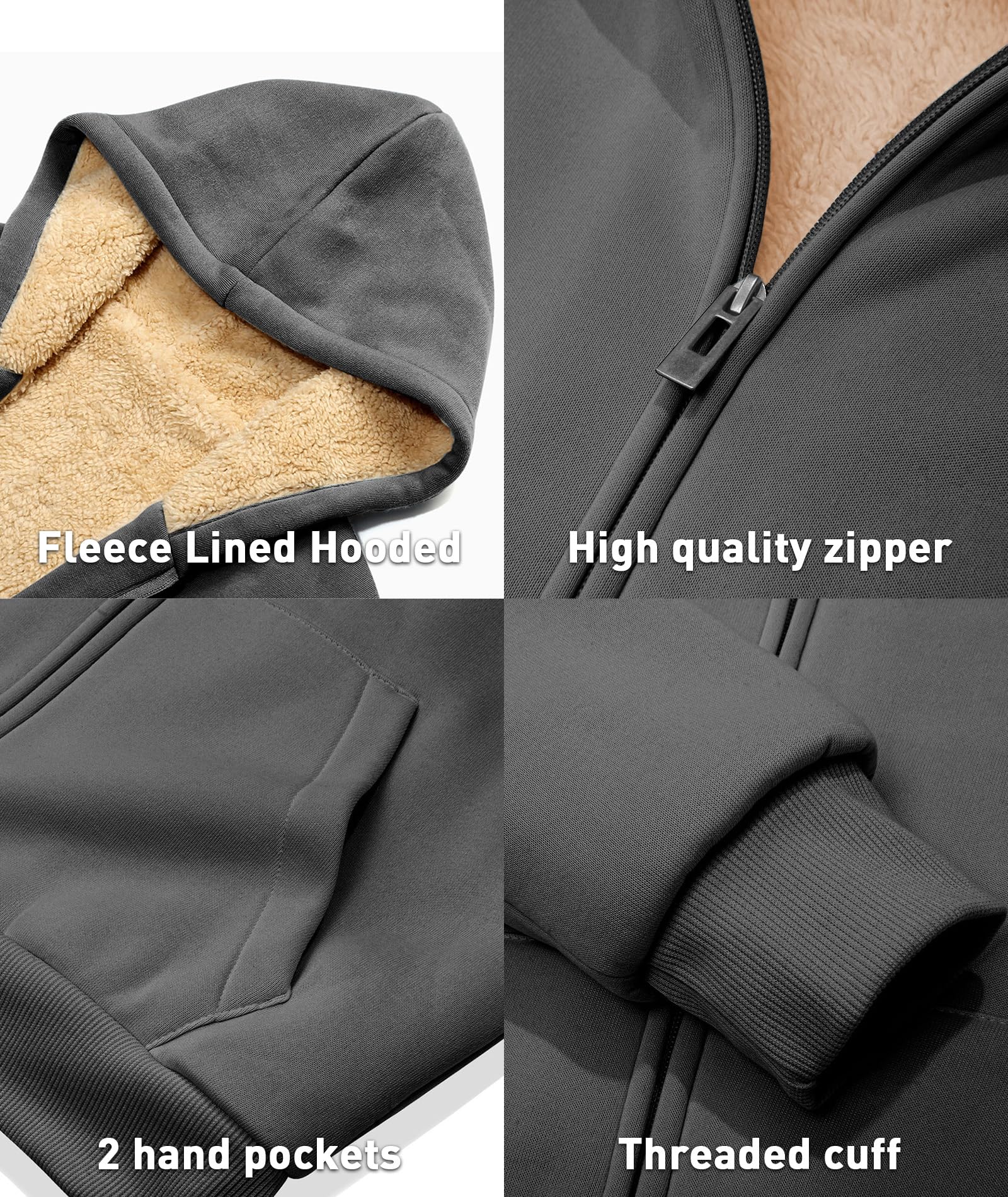 Women's Sherpa Lined Zip Up Hoodie - Winter Fleece Jacket with Warm Fleece Lining | Cozy Outerwear for Cold Weather, Casual Wear & Outdoor Activities