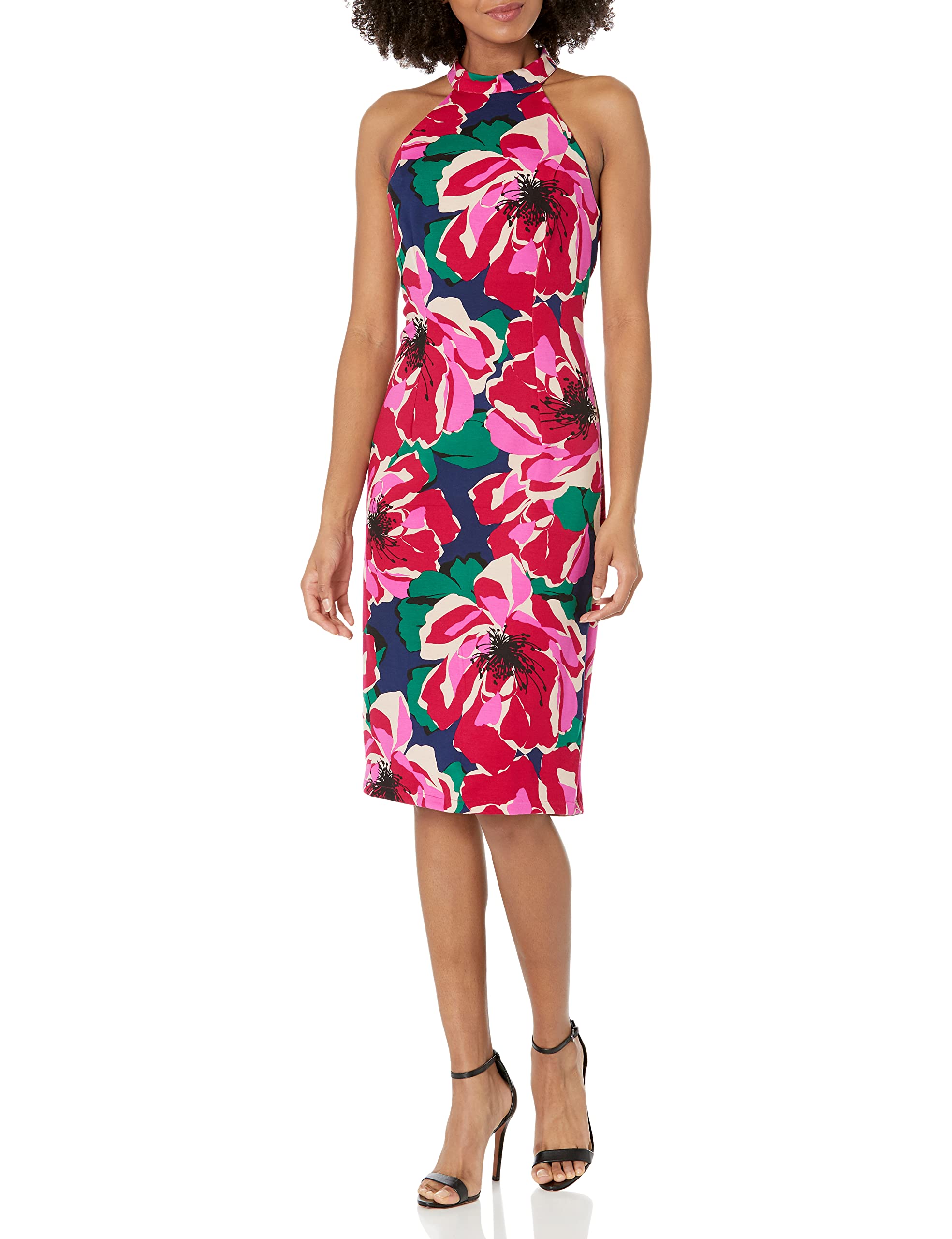 Trina Turk Women's Floral Printed Ponte Midi Dress - Elegant Flowy Midi Dress for Women, Perfect for Cocktail Parties, Weddings & Office Wear