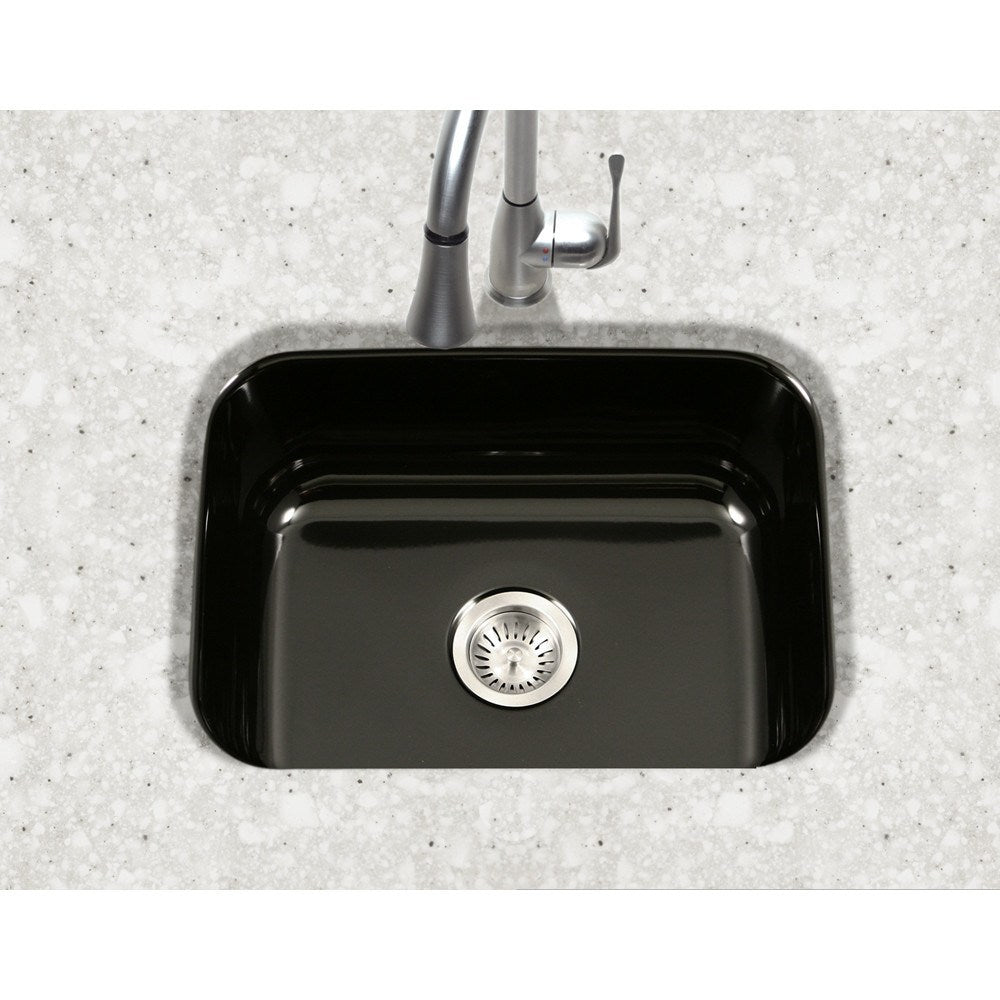 Houzer PCS 2500 Porcelain Enamel Steel Undermount Single Bowl Kitchen Sink - Durable & Stylish for Modern Kitchens, Perfect for Cooking & Dishwashing