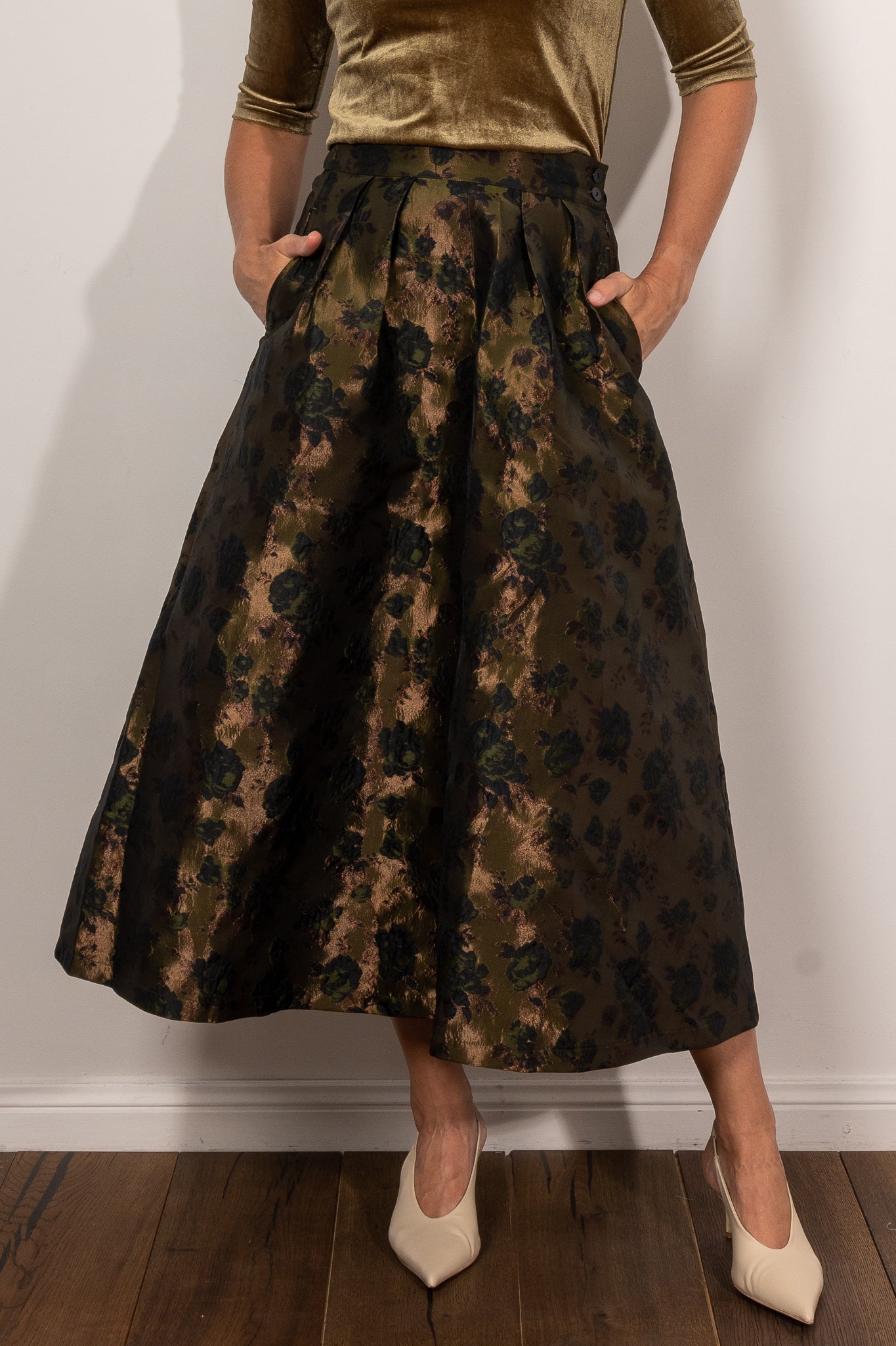 M.A. Dainty Parted Skirt - Women's Fashion Flowy Midi Skirt for Casual Wear, Office & Date Night Outfits
