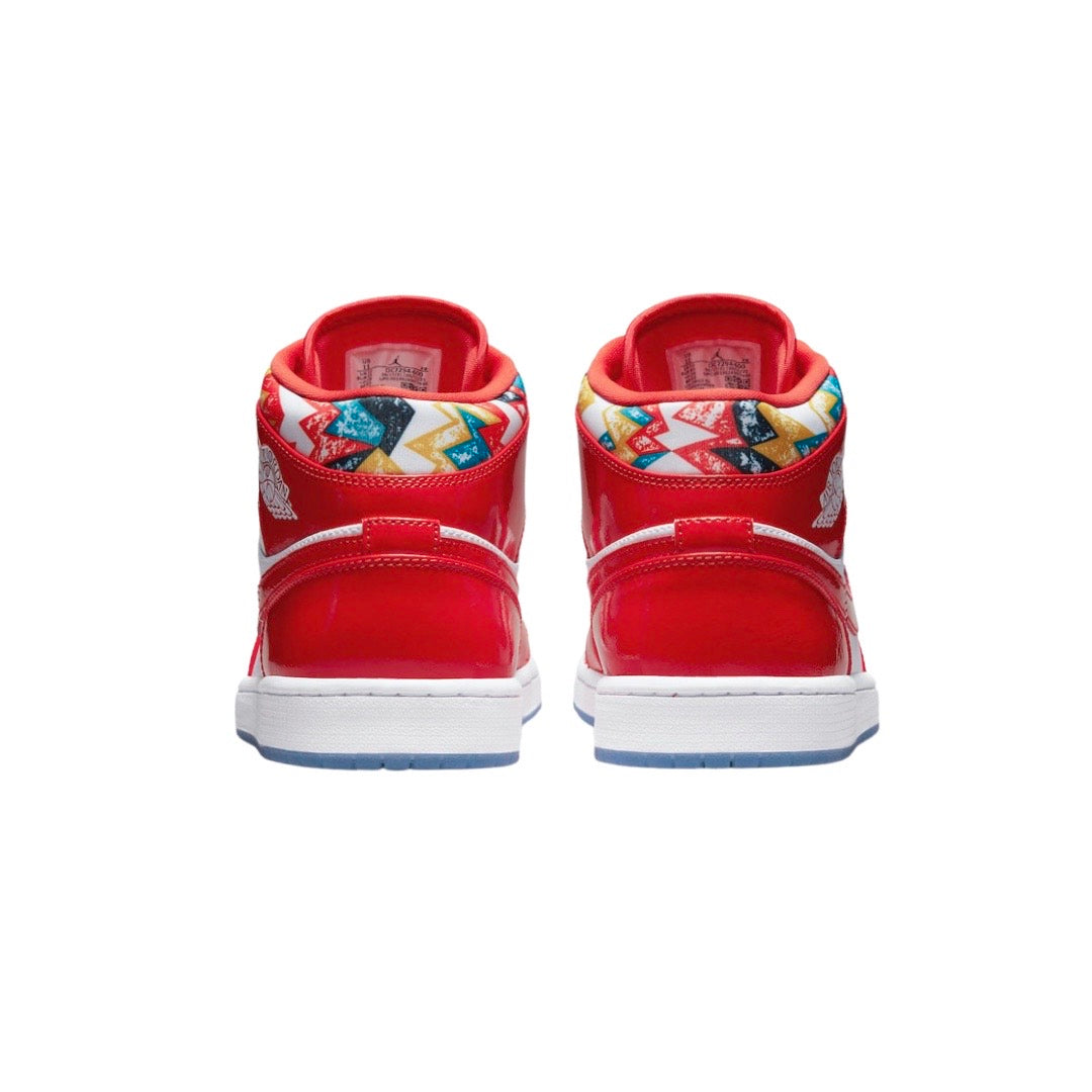 Air Jordan 1 Mid Sneakers - White/Chile Red/Pollen Colorway - Men's Basketball Shoes for Casual Wear & Street Style
