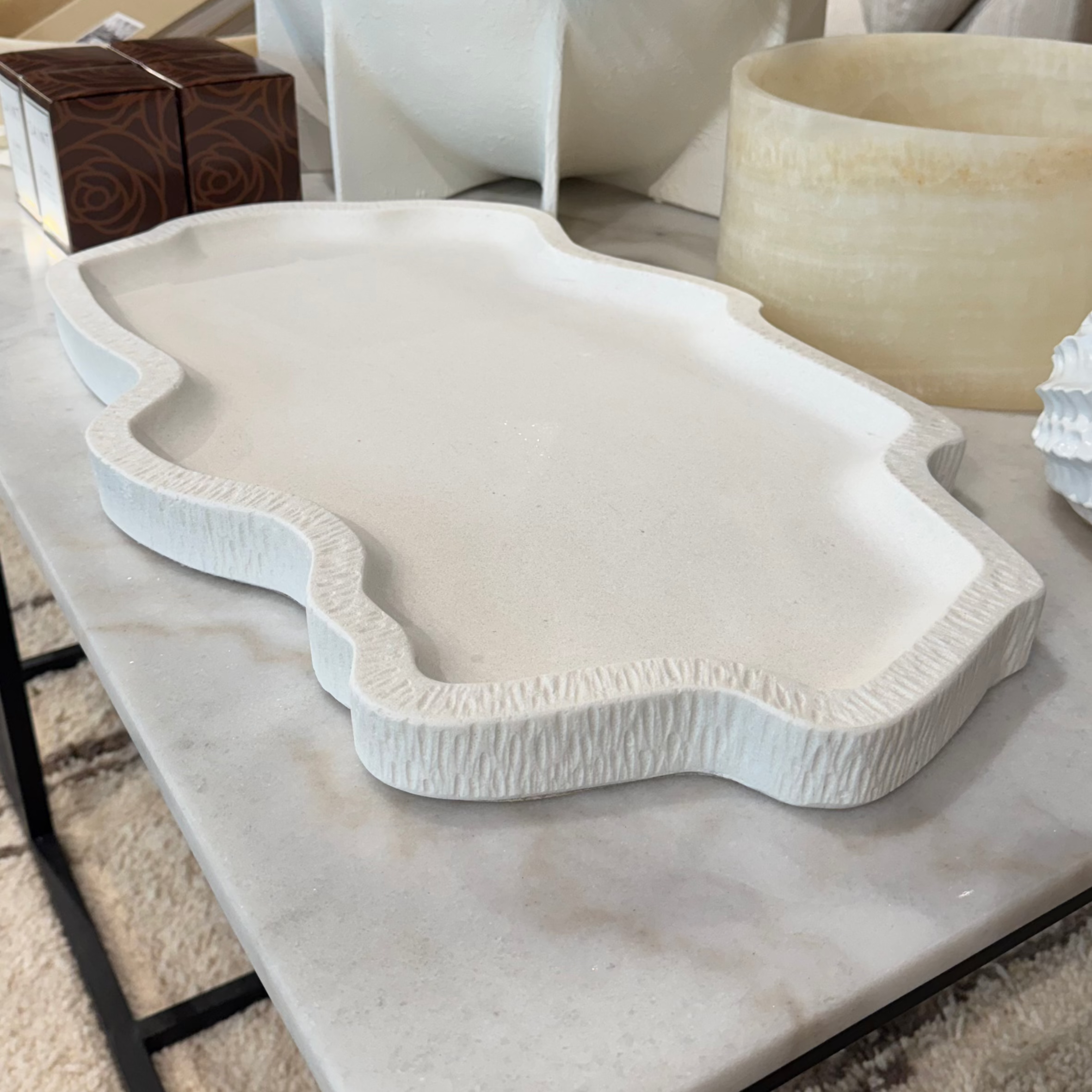 Fallon Tray Ivory - Elegant Decorative Serving Tray for Coffee Table, Dining, and Home Decor | Perfect for Entertaining, Breakfast in Bed, and Gift Giving
