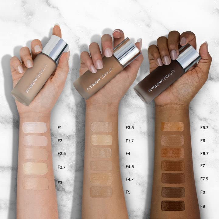 Fitglow Beauty Vegan Natural Foundation with Photo-Filtering Effect - F5.7 Deep Warm Golden Undertones | Cruelty-Free Clean Makeup for Flawless Coverage | Perfect for Daily Wear & Professional Photography