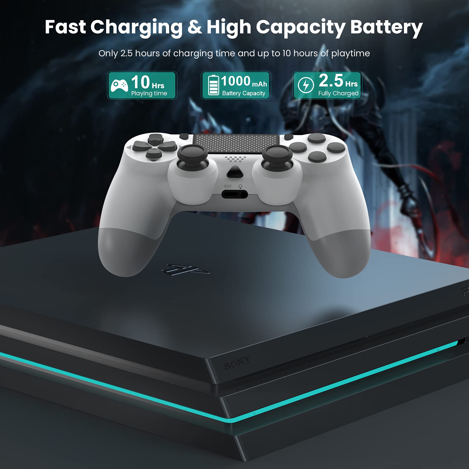 YCCSKY Wireless PS4 Controller with Dual Vibration, Audio, Touchpad & 6-Axis Gyroscope - Compatible with PS4/PS4 Pro/PS4 Slim/PC - Perfect for Gaming, Streaming & Multiplayer Sessions