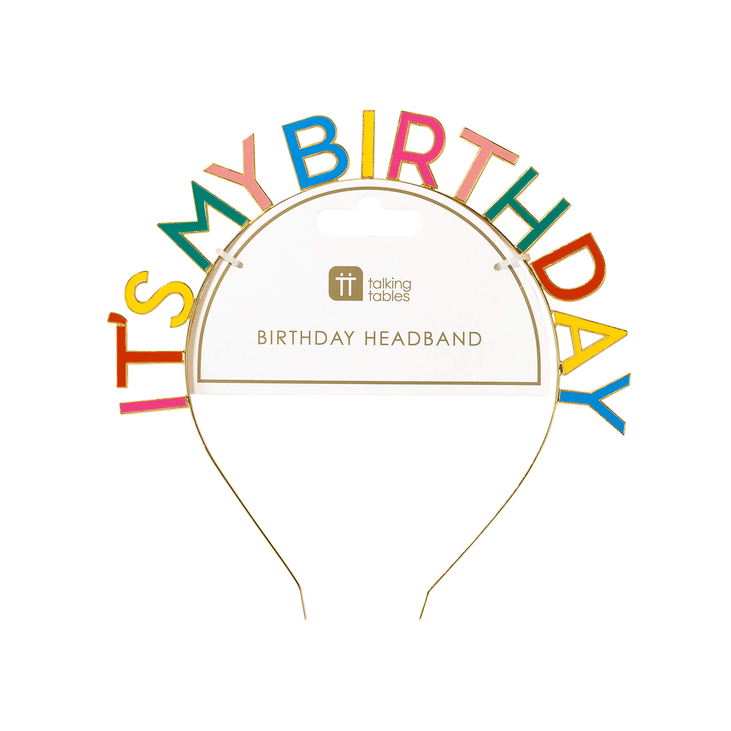 Talking Tables RAIN Rainbow 'It's My Birthday' Alloy Headband - Colorful Birthday Party Hair Accessory for Women & Girls - Perfect for Birthday Celebrations, Festivals & Costume Parties