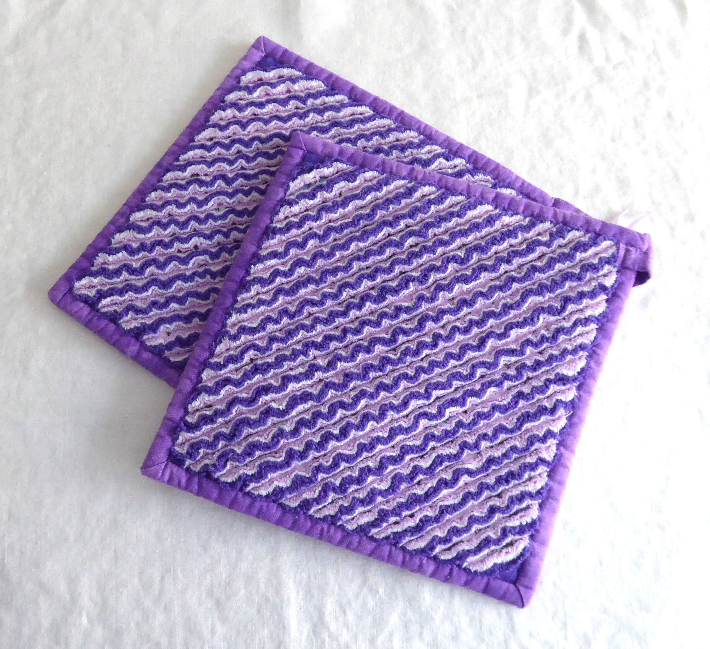 Handmade Purple Lavender Teacup Themed Potholders Set of 2 - Heat Resistant Kitchen Accessories for Baking, Cooking & Home Decor - Supports Animal Charity