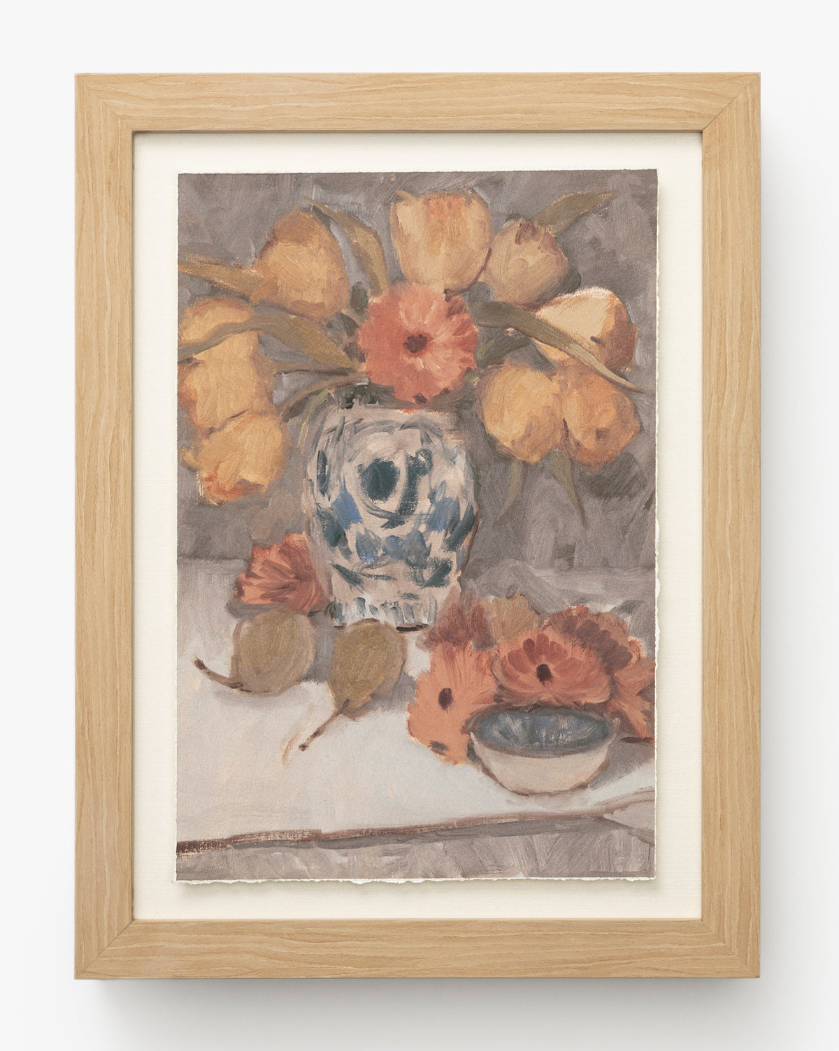 Orange Florals Still Life Painting - Vibrant Floral Artwork for Home Decor, Office, and Living Room Wall Art