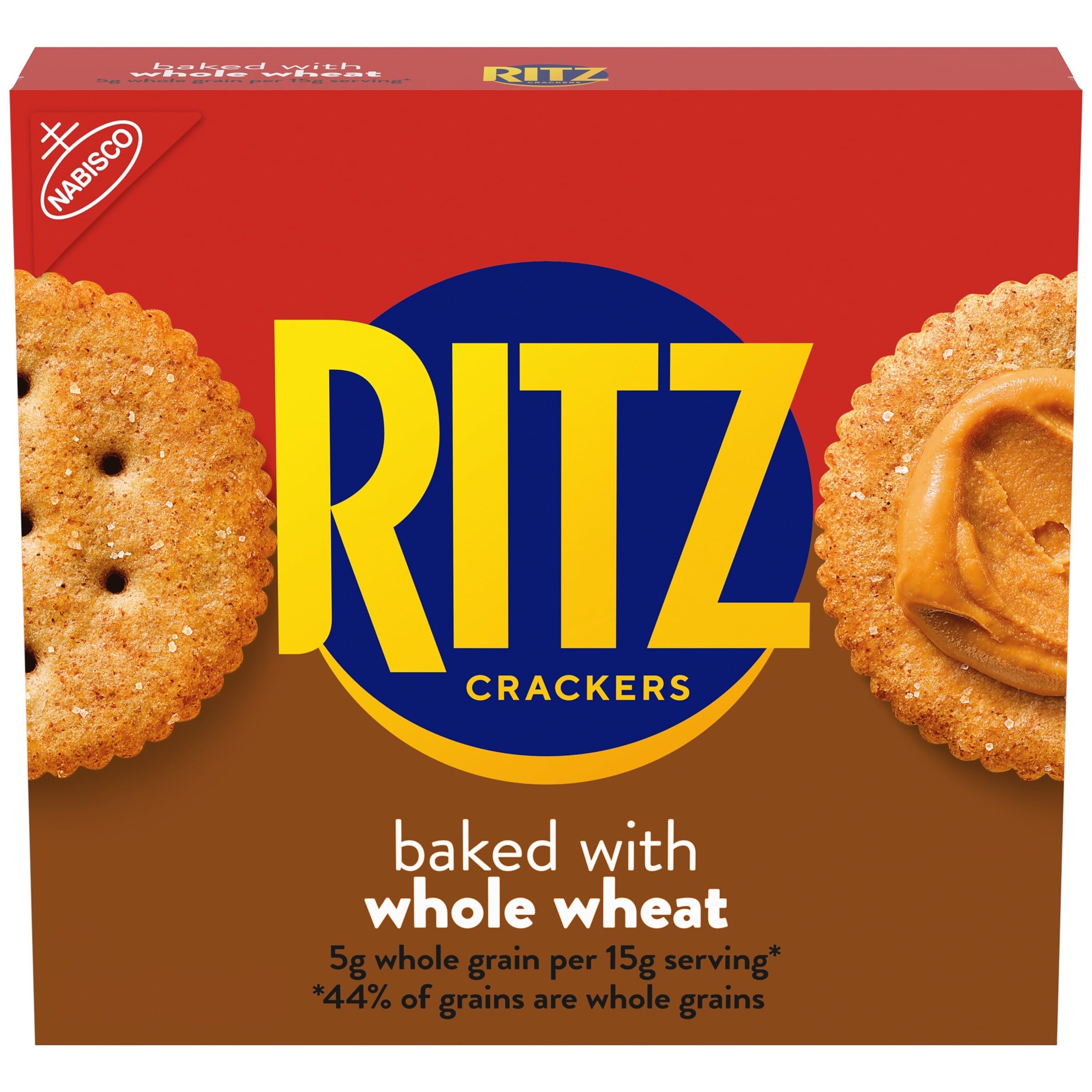 RITZ Whole Wheat Crackers - Healthy Snacks for Kids & Adults - Perfect for Lunch Boxes, School Snacks & Office Breaks - 12.9 oz Pack