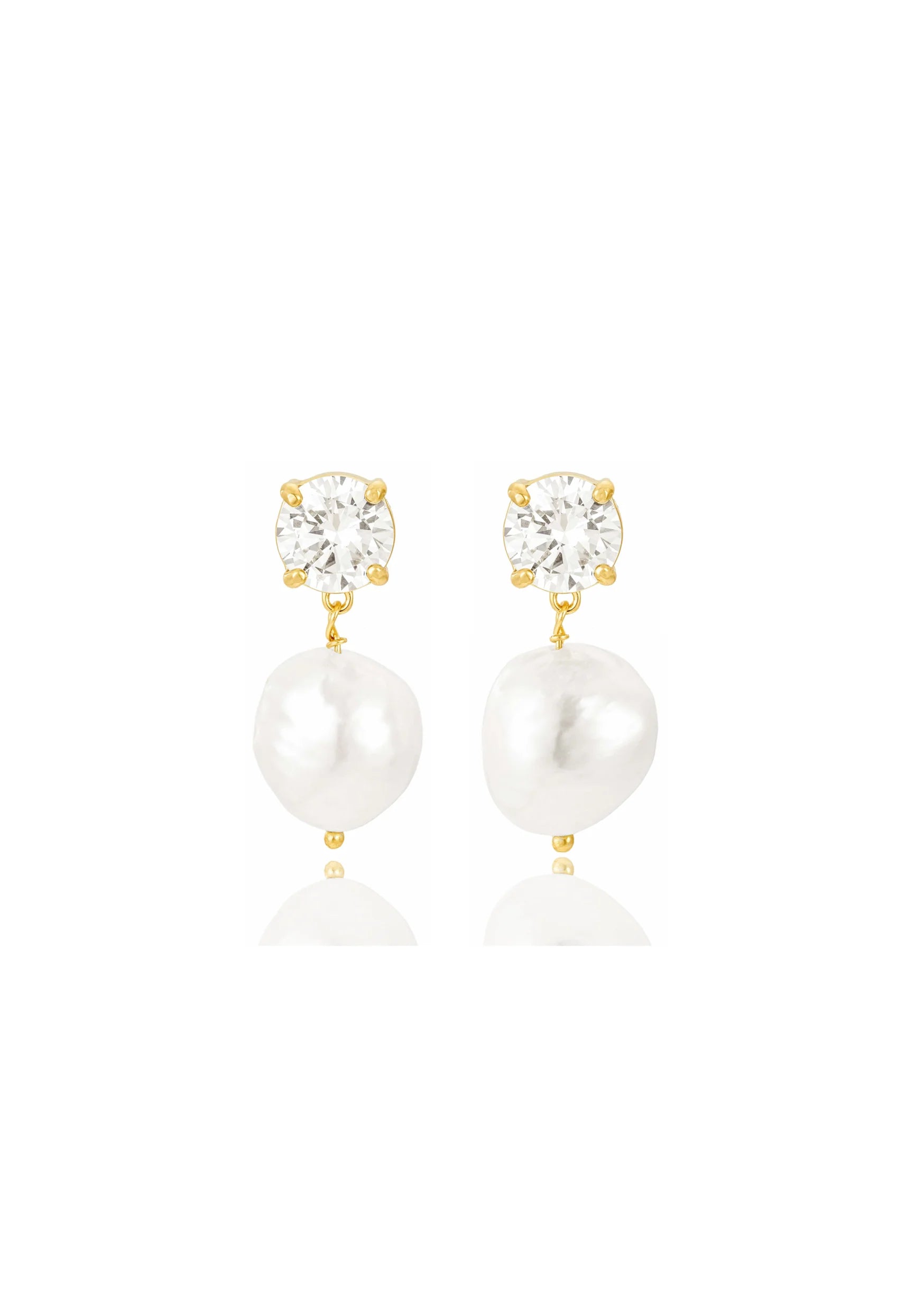 Lola Knight Violet Crystal & Pearl Drop Bridal Earrings - 18K Gold Plated Wedding Jewelry for Bride, Bridesmaid, Prom, Evening Gala & Special Occasions