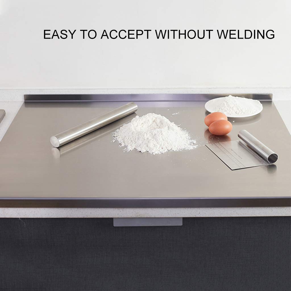 Premium 304 Stainless Steel Cutting Board - Heavy Duty Food Grade Chopping Block for Meat, Vegetables, Fruit & Pastry - Non-Slip Kitchen Prep Board for Cooking, Baking & Meal Prep - Ideal for Home Chefs & Professional Kitchens