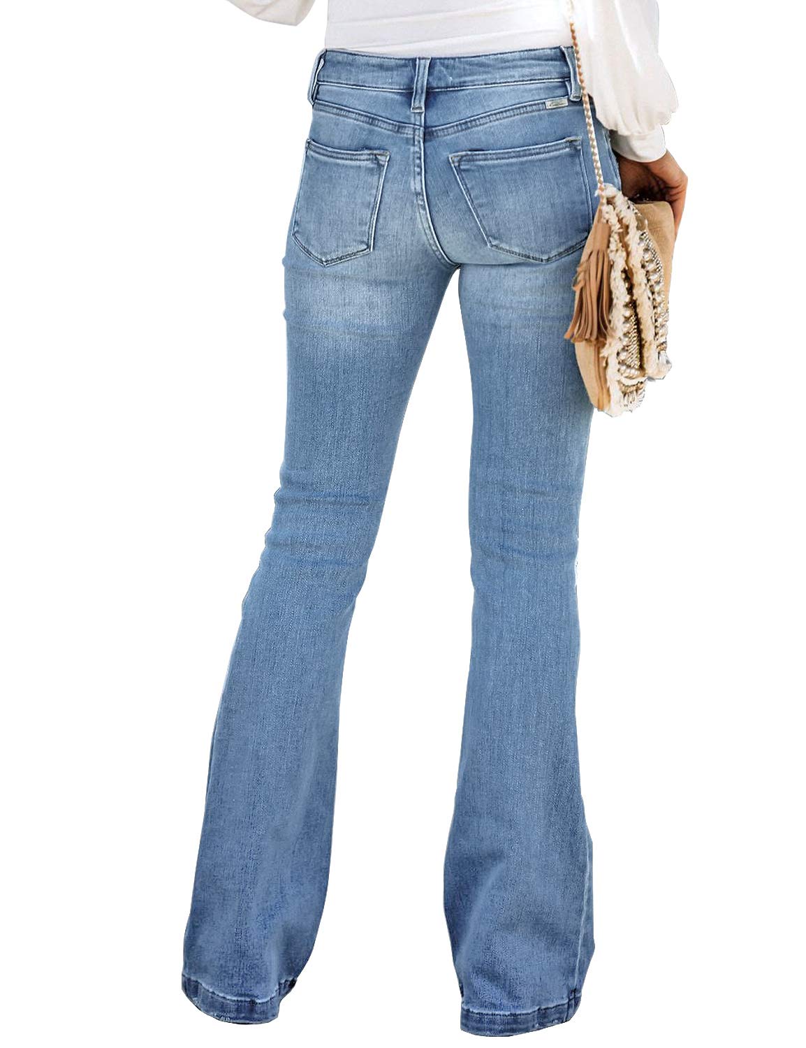Luvamia Women's High Waisted Ripped Flare Jeans - Retro 70s Bell Bottom Denim Pants with Wide Leg for Casual & Party Wear - Perfect for Music Festivals, Date Nights and Vintage Style Outfits