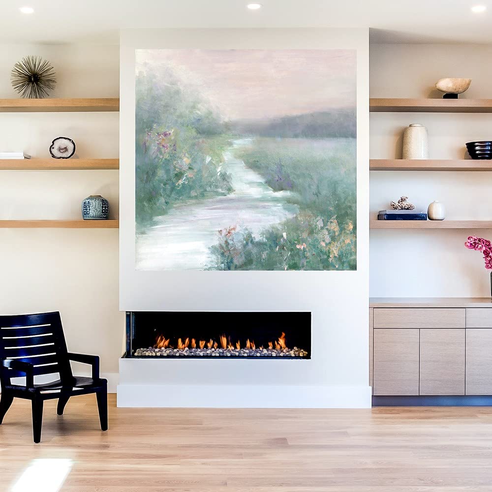 Misty Morning Fine Art Canvas Wall Decor by Sally Swatland - 22x22 Inch Ready-to-Hang Painting for Living Room, Bedroom, Office & More - Perfect for Home, Hotel & Restaurant Decor