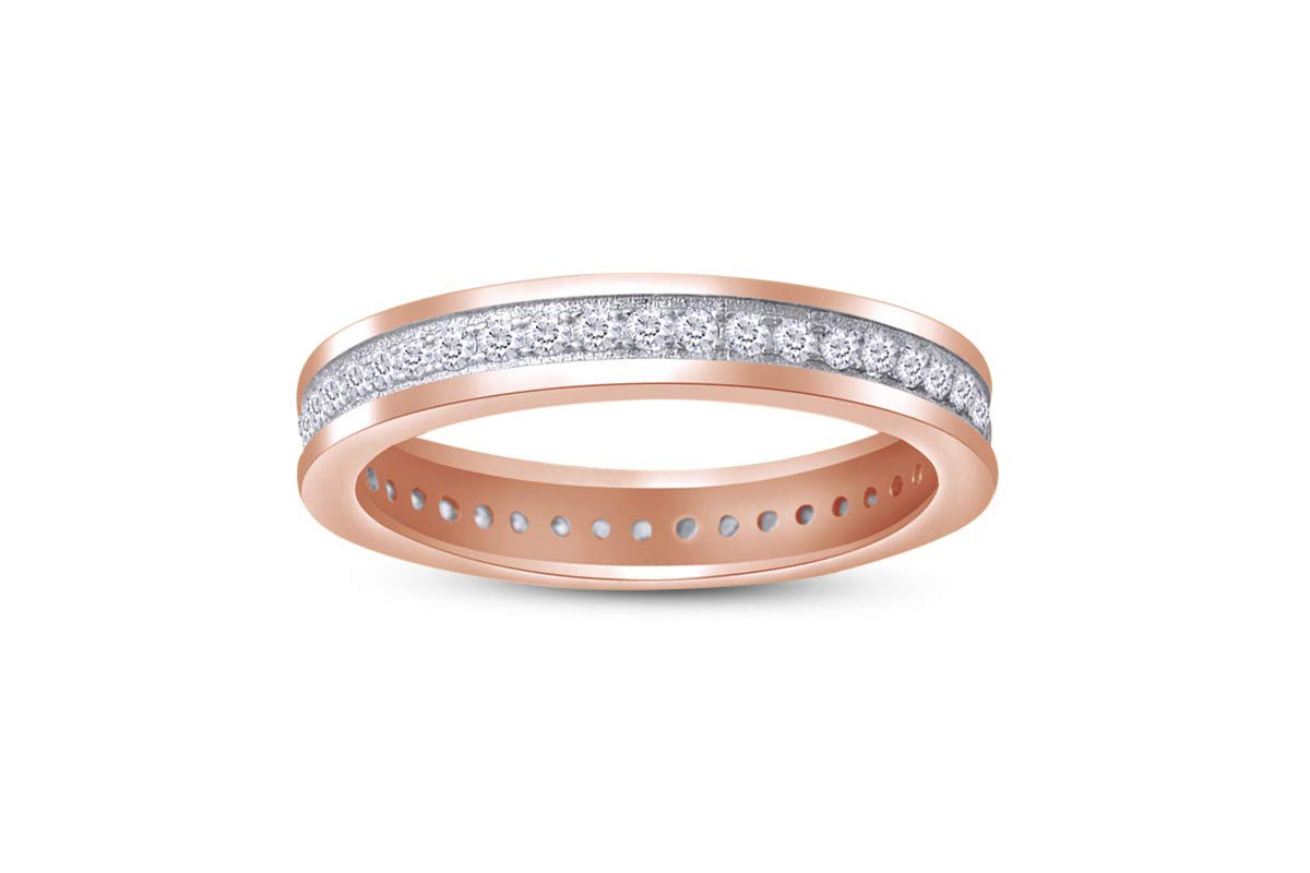 14K Gold Plated 925 Sterling Silver Men's Eternity Wedding Band Ring with Round Cut Sparkling White Cubic Zirconia - Perfect for Anniversary, Engagement & Special Occasion Gifts