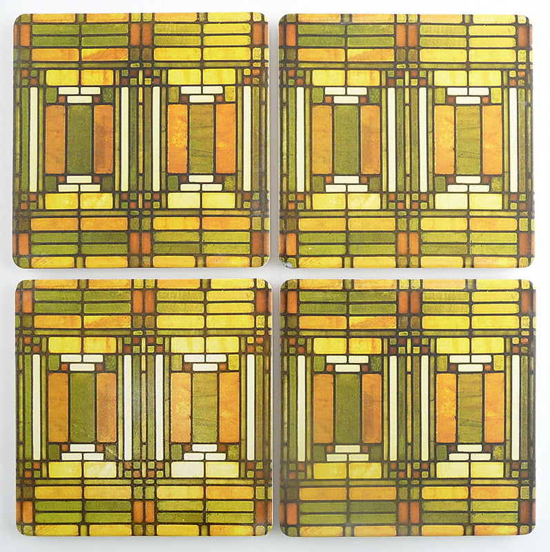 Premium Oak Park Skylight Square Coasters Set of 4 - Absorbent Cork Backing for Hot & Cold Drinks - Perfect for Coffee Tables, Bars, and Home Decor