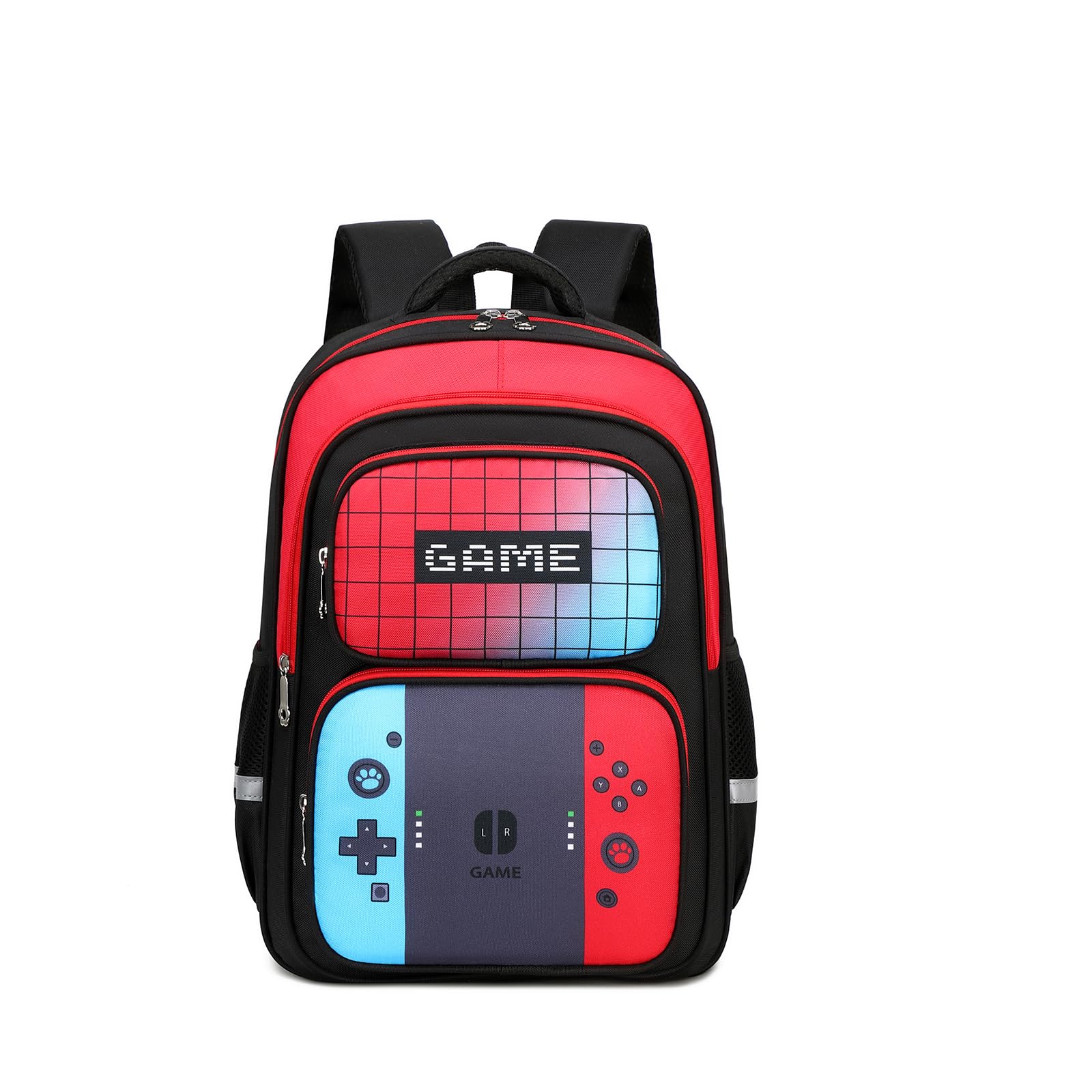Durable School Backpack for Boys - Lightweight Bookbag with Laptop Compartment for Junior High & Elementary Students (Red & Blue) - Perfect for School, Travel, and Outdoor Activities
