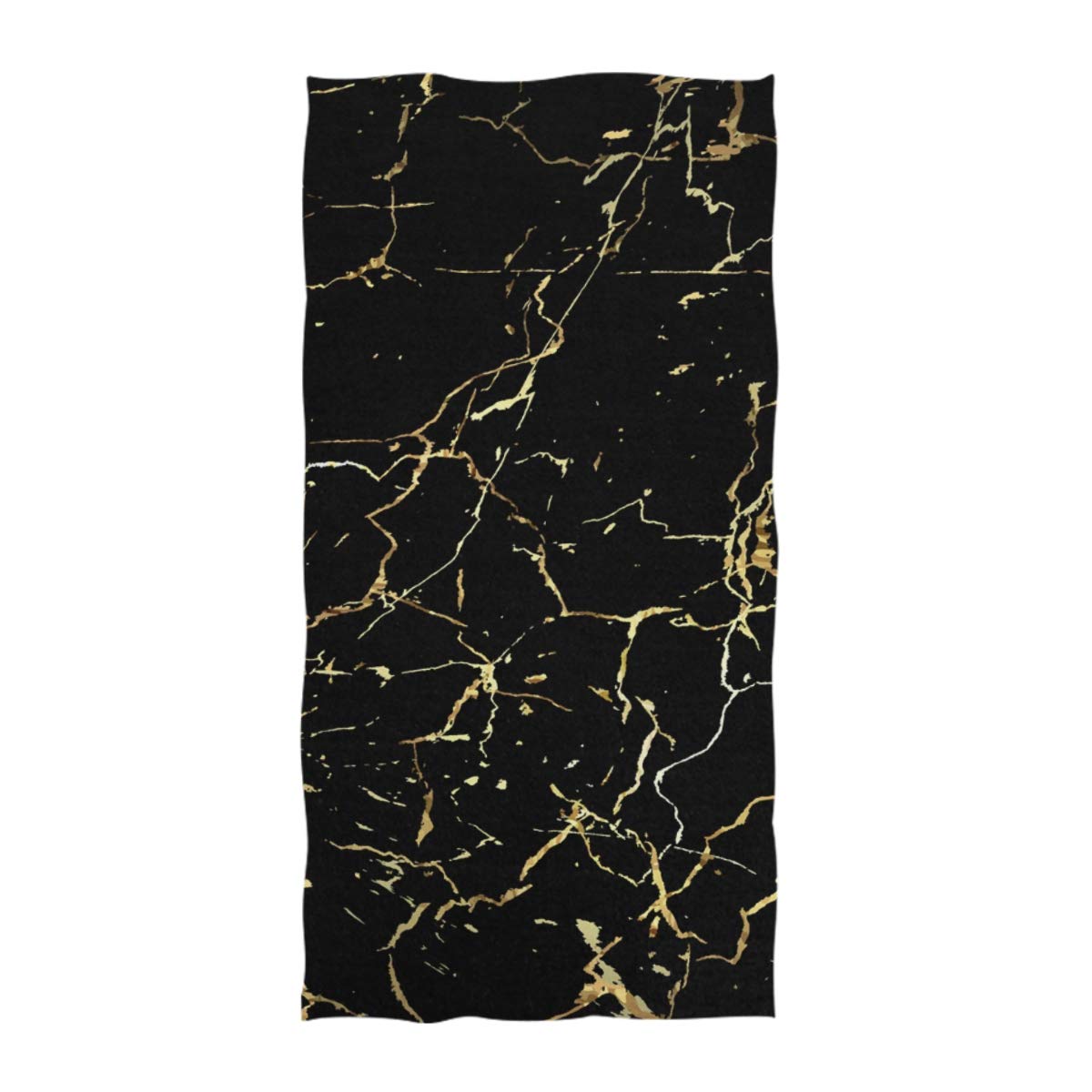 Premium 3D Gold Marble Print Soft Large Hand Towels - Multipurpose Bath, Hotel, Gym & Spa Towel (16x30 Inch, Black Floral) - Luxury Home Decor & Guest Towels for Upscale Bathrooms