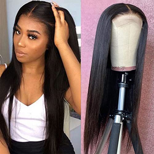 5X5 Lace Front Wigs Human Hair Straight 20 Inch - 180% Density Brazilian Virgin Hair HD Transparent Lace Wig for Black Women - Natural Color, Daily Wear & Special Occasions