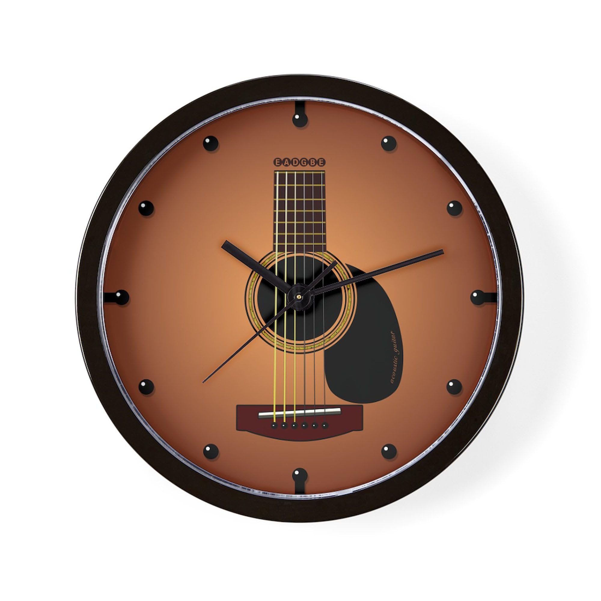Acoustic Guitar Sunburst 10-Inch Wall Clock - Vintage Musical Decor for Living Room, Kitchen, Office & Music Studio | Perfect Gift for Guitar Lovers & Musicians