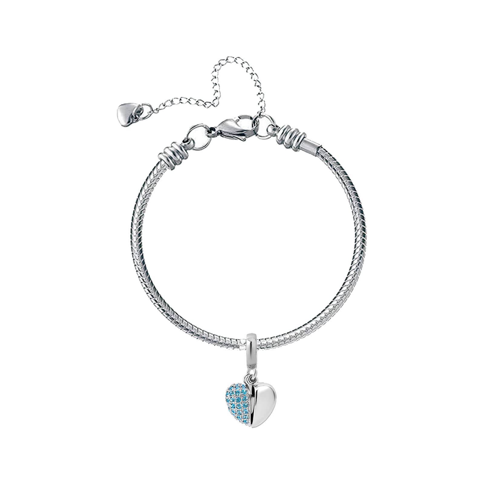 KunBead Sister I Love You Heart Birthstone Dangle Charms - Sterling Silver Jewelry for Bracelets & Necklaces - Meaningful Birthday Gift for Women, Sisters, Girlfriends - Perfect for Anniversaries, Valentine's Day & Special Occasions