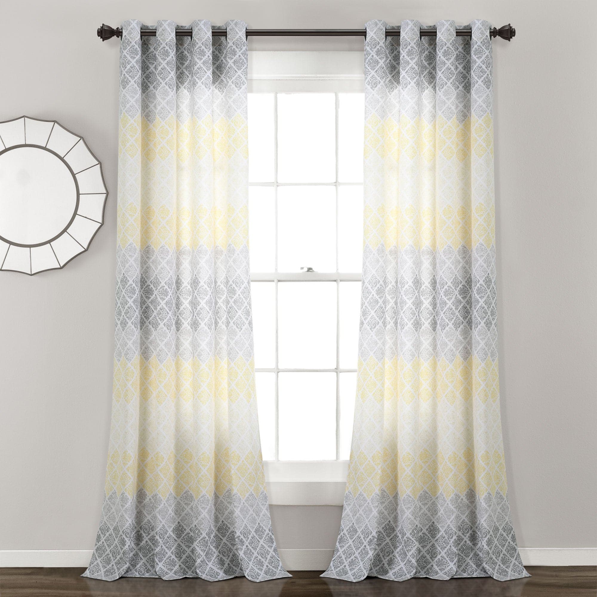 Elegant Medallion Ombre Window Curtain Panel Set - Light Filtering & Blackout Drapes for Living Room & Bedroom