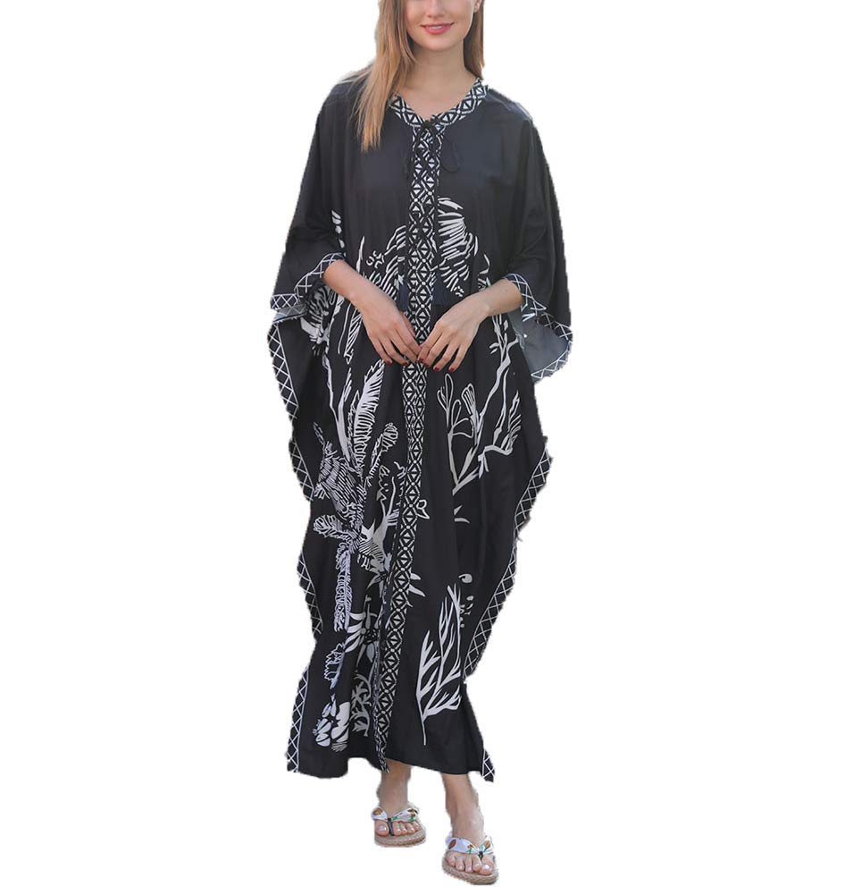 Senan Women's Beachwear Turkish Kaftan Long Swimsuit Cover Up - Loose Beach Dress & Caftan for Poolside, Resort, and Vacation Getaways
