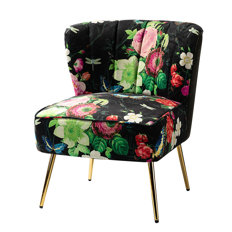 Luxury Coraline Velvet Barrel Chair with Tufted Back & Sturdy Metal Legs - Elegant Accent Chair for Living Room, Bedroom or Office Decor