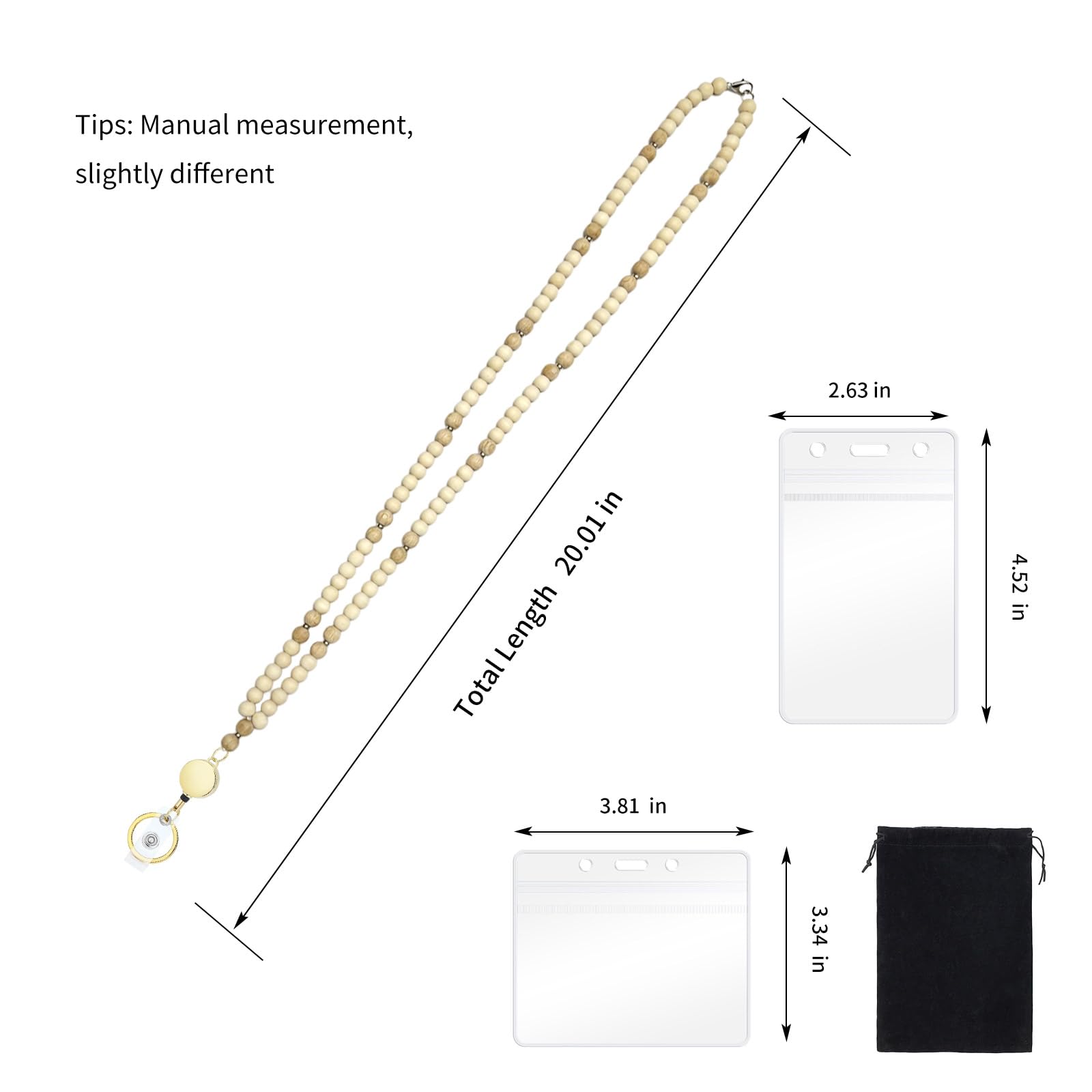 Retractable Beaded Lanyard for ID Badges & Keys - Teacher & Women's Fashion Accessory