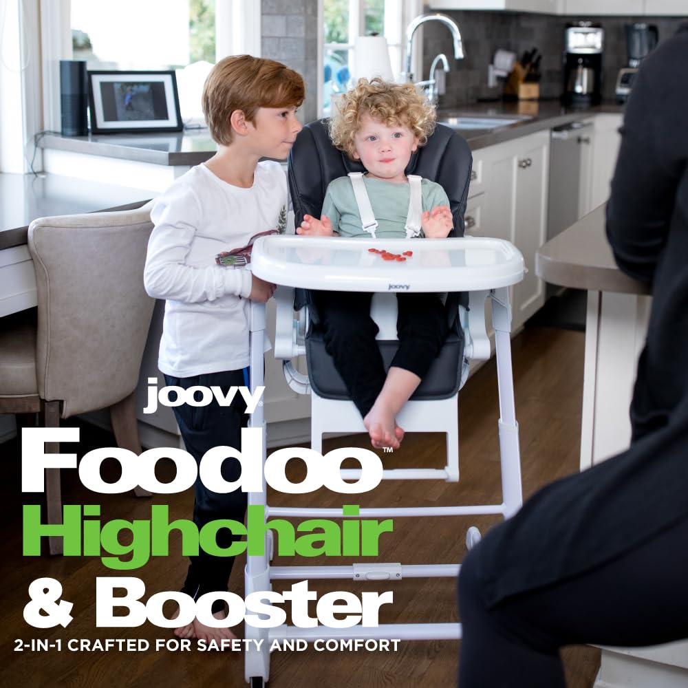 Joovy Foodoo High Chair & Booster Seat for Toddlers - Adjustable, Portable & Easy to Clean - Perfect for Dining, Travel & Family Gatherings