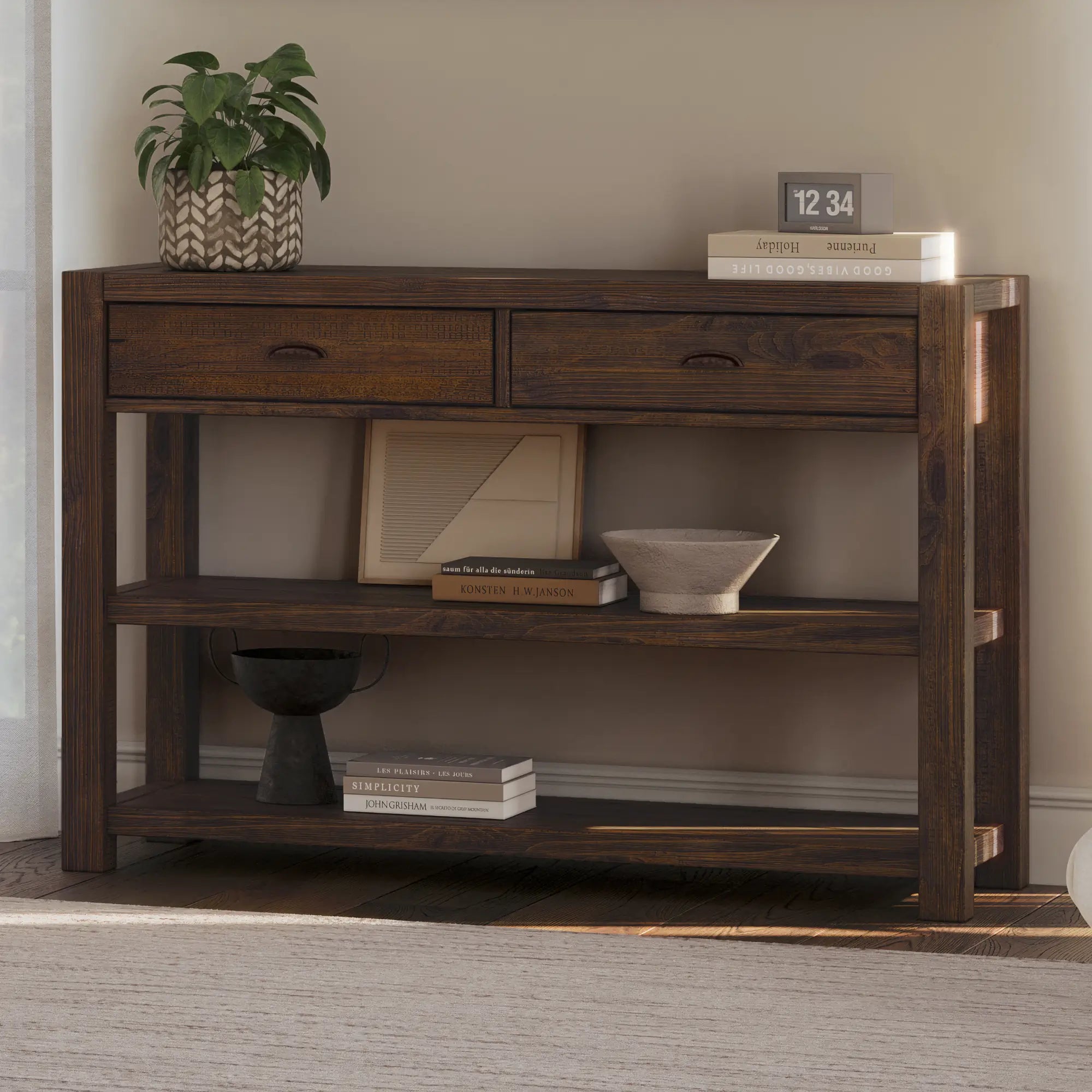 Montauk Console Table - Modern Entryway Sofa Table with Storage Shelf | Perfect for Hallway, Living Room & Bedroom Decor