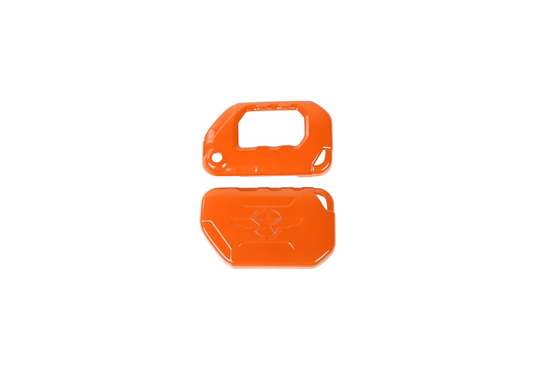 ABS Car Key Fob Cover Case Protector Shell for Jeep Wrangler JL JT & Gladiator 2018-2022 - Durable Keychain Accessory (Orange) - Perfect for Off-Road Adventures & Daily Protection