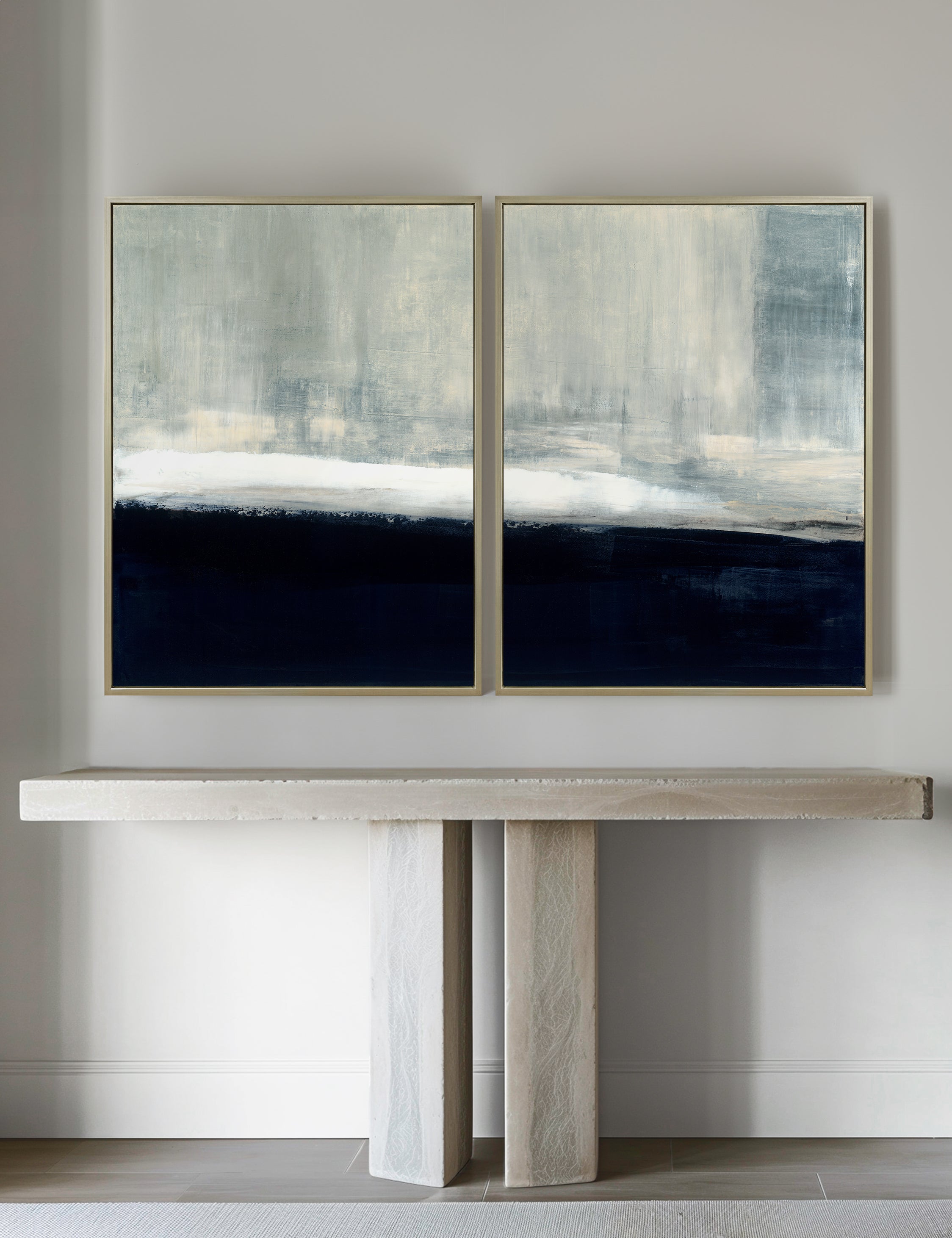 Carol Benson Cobb Driven Diptych Wall Art Set of 2 - Modern Abstract Canvas Paintings for Living Room, Bedroom & Office Decor