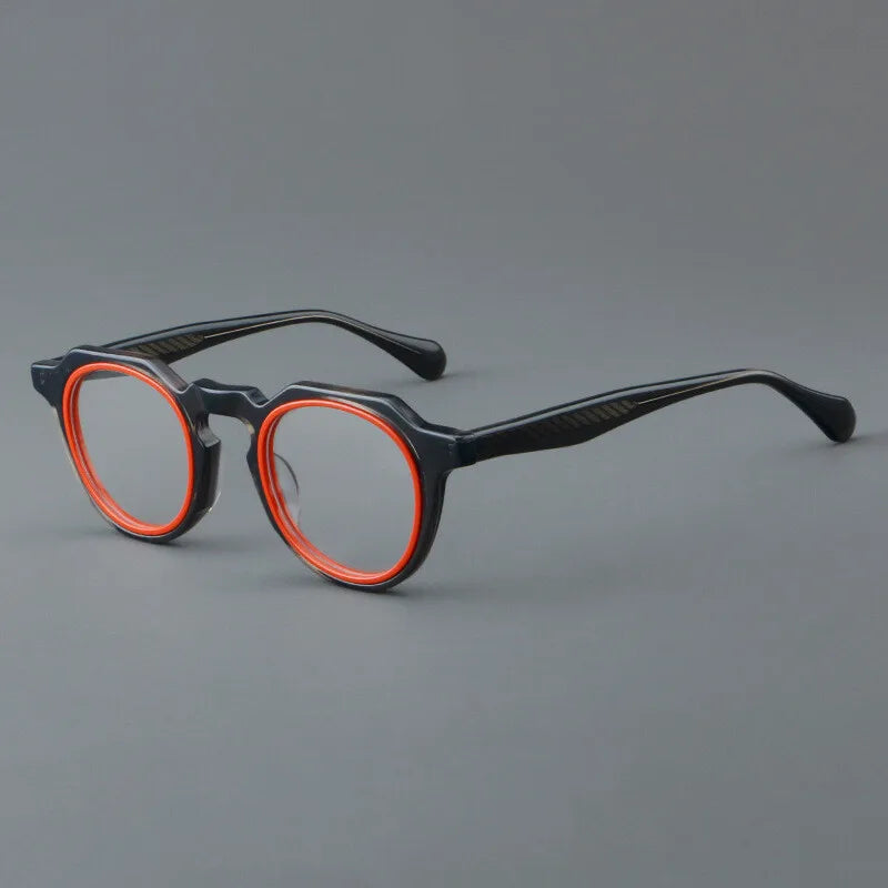 CCspace Unisex Full Rim Flat Top Round Acetate Eyeglasses Frame 301249 - Stylish & Durable for Work, Reading, and Fashion Accessories