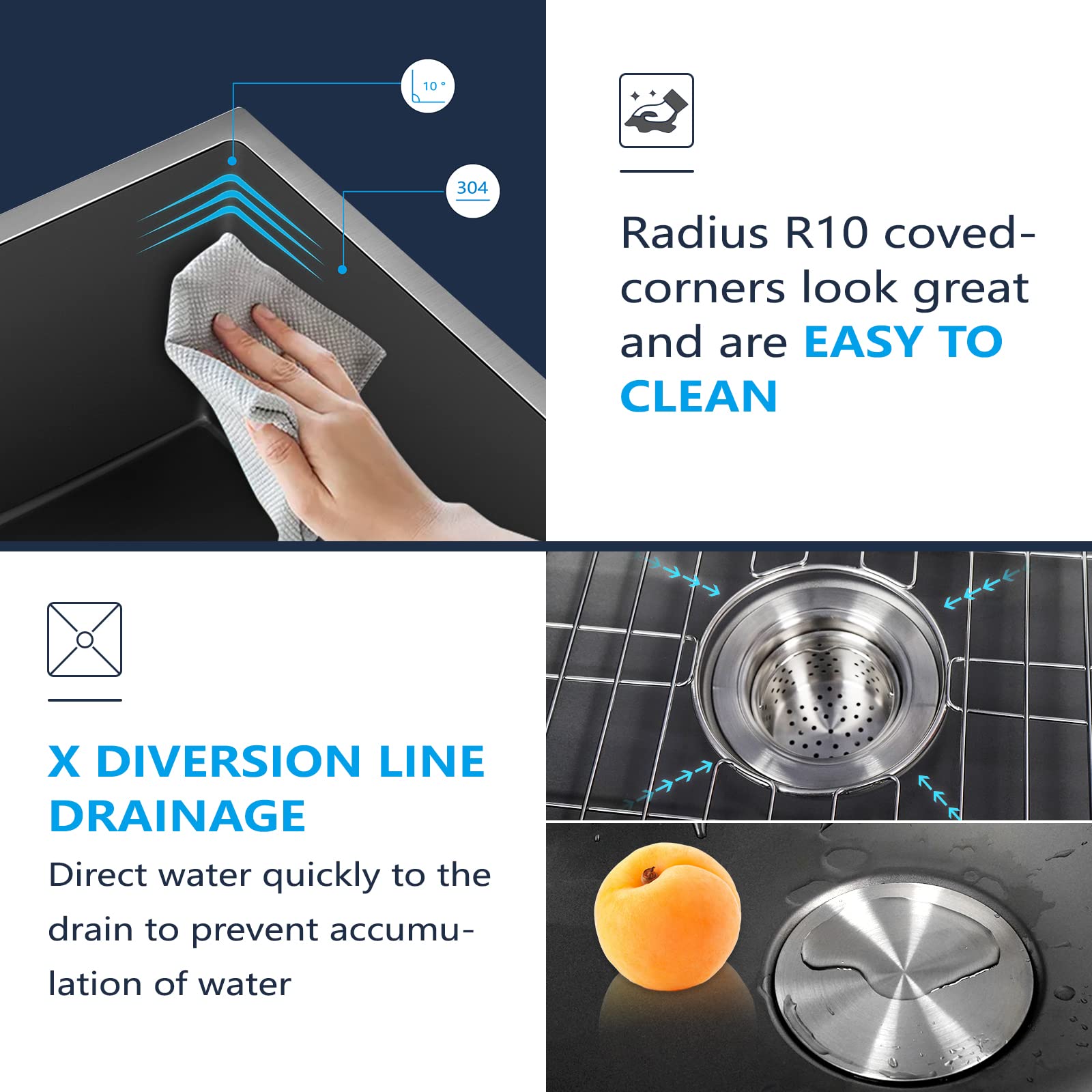 30x18 Inch Undermount Single Bowl Kitchen Sink - 16 Gauge Stainless Steel with Gun Metal Black Finish & Accessories - Perfect for Modern Kitchens, Restaurant Prep Areas & RV Camping