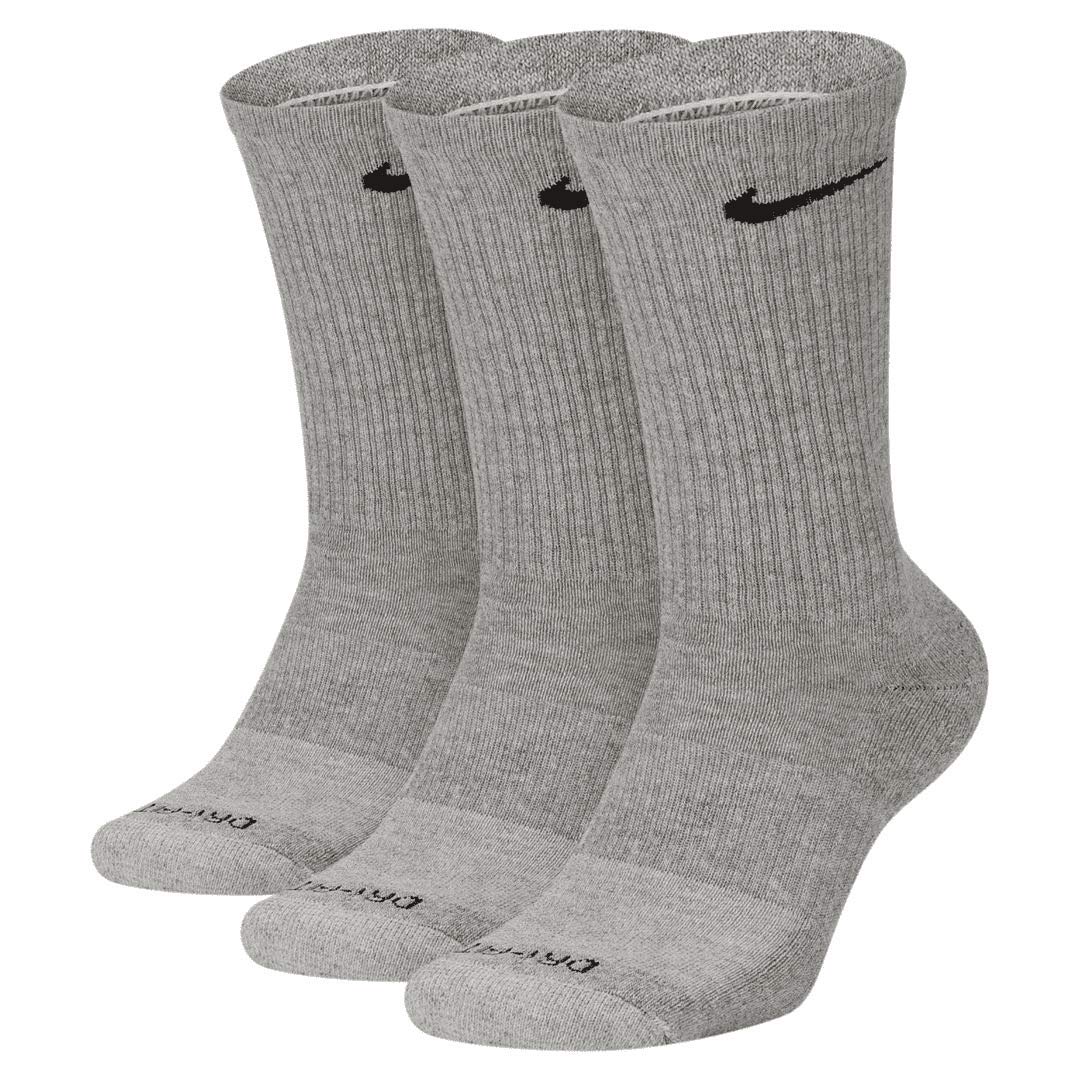 Nike Men's Everyday Plus Cushion Crew Socks 3-Pack - Dark Grey Heather (Large) SX6888-063 - Comfortable Athletic Socks for Running, Gym & Daily Wear
