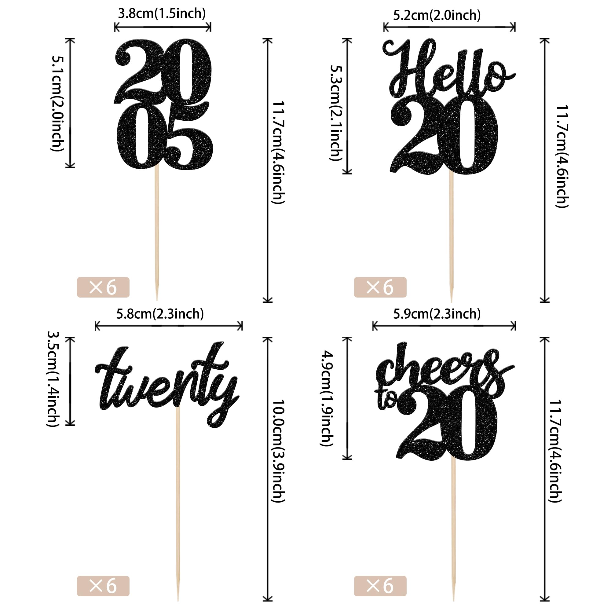24-Pack Black Glitter 