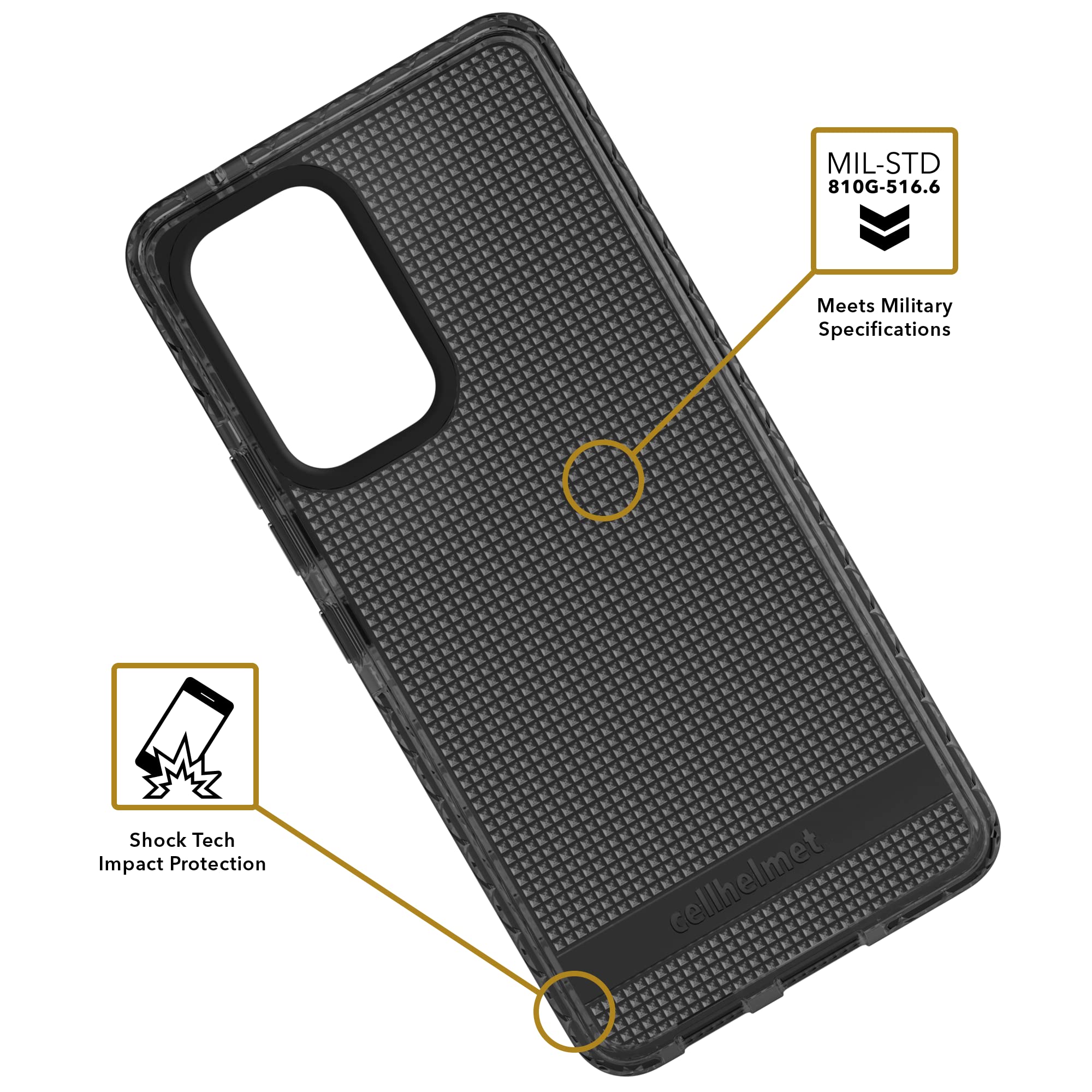 Cellhelmet Altitude X Series Rugged Case for Samsung Galaxy A03S - Shockproof & Drop Protection - Black - Perfect for Outdoor Adventures & Daily Use