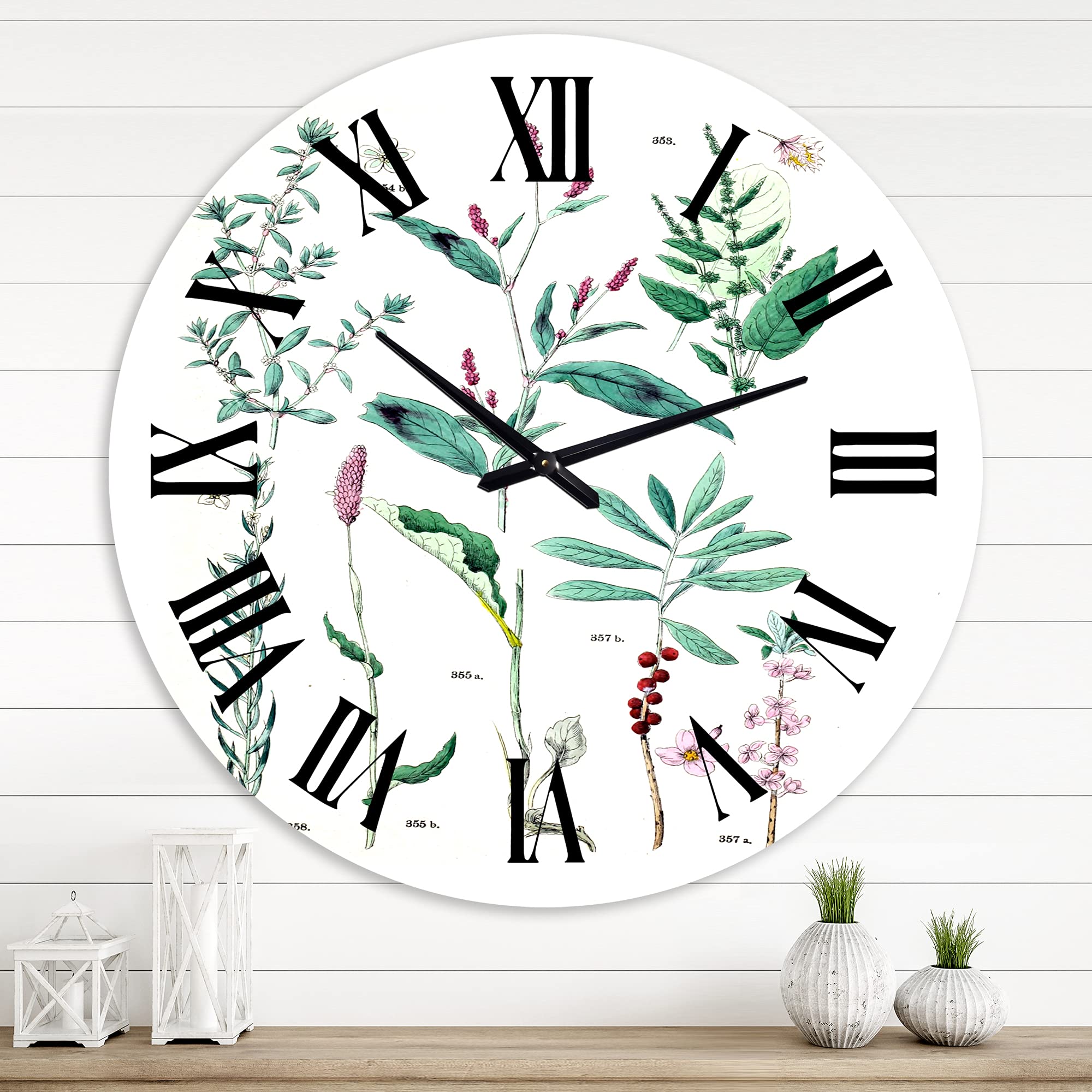 Vintage Floral Botanical Wall Clock - Large Traditional Decorative Clock for Bedroom, Living Room, Office | Perfect Home Decor & Gift Idea