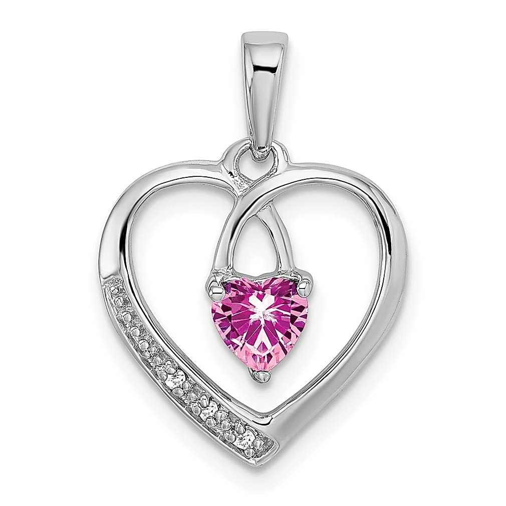 14K White Gold Pink Sapphire & Diamond Heart Pendant Necklace - Dainty Gemstone Jewelry for Women, Valentine's Gift for Her | Perfect for Anniversaries, Engagements & Romantic Occasions