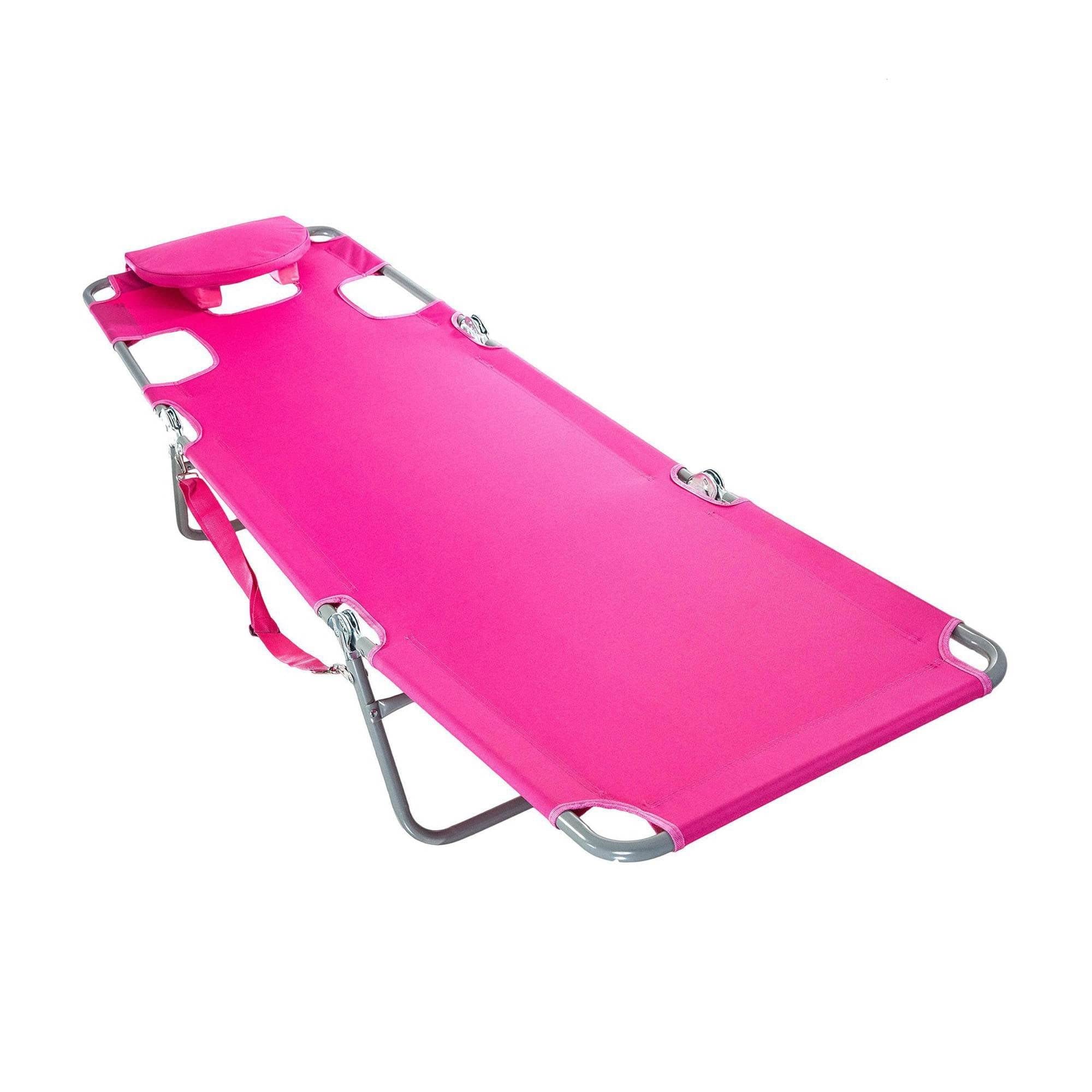 JOPAN Folding Chaise Lounge Beach Chair - Lightweight, Portable & Adjustable for Outdoor, Poolside, Camping & Relaxation (Pink)