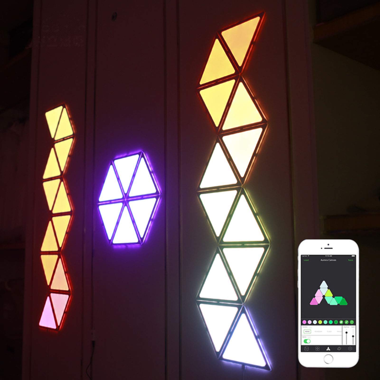 Smart LED Light Panels - 9-Piece Wall Lighting Kit with Remote Control, Dimmable RGB Color Changing Night Lights for Bedroom, Living Room, Home DIY Decor and Creative Ambiance Lighting
