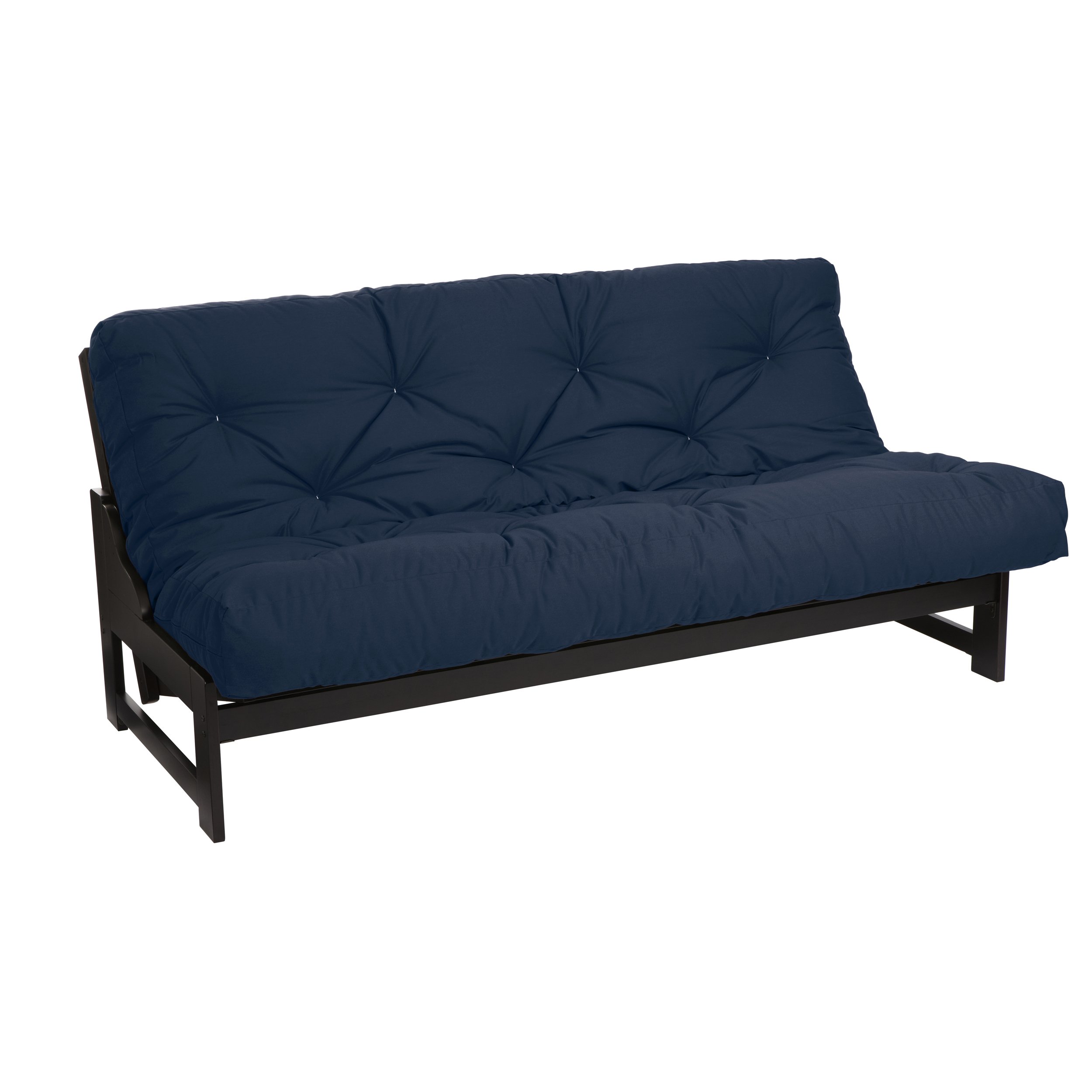 Mozaic Queen Size 6-inch Cotton Twill Futon Mattress in Navy Blue | Comfortable & Durable Sofa Bed Mattress for Guest Room, Dorm, or Small Space