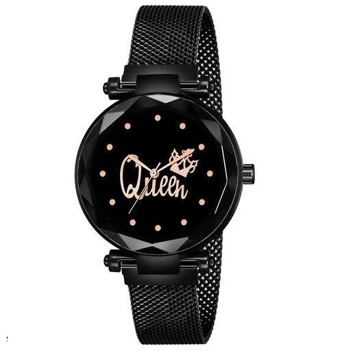 Laksh Black Magnetic Strap Watch for Women - Elegant & Adjustable Magnetic Closure Wristwatch - Perfect for Office, Casual Wear & Special Occasions