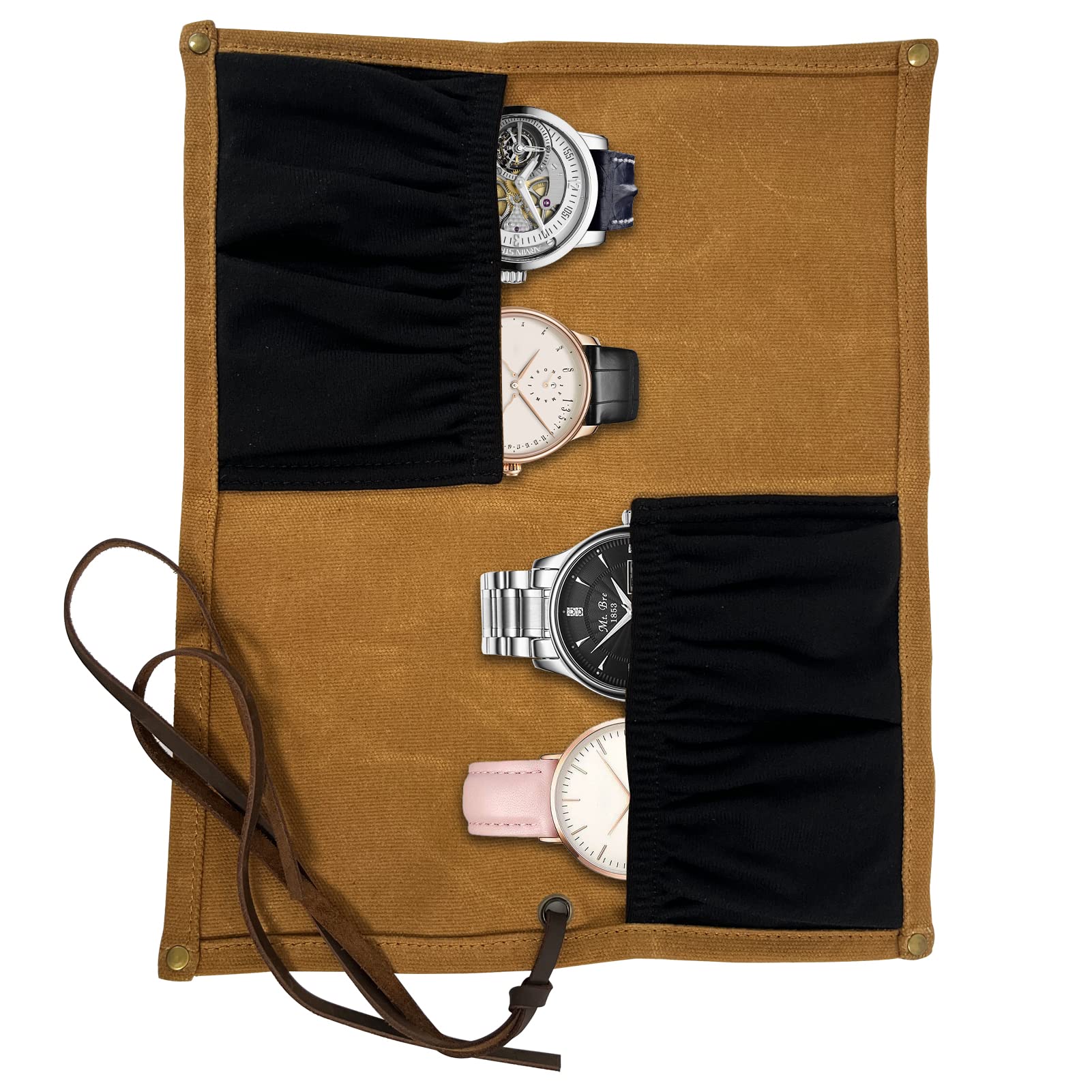 XIAOLI Travel Watch Roll Case - Waterproof Waxed Canvas Organizer for Men & Women