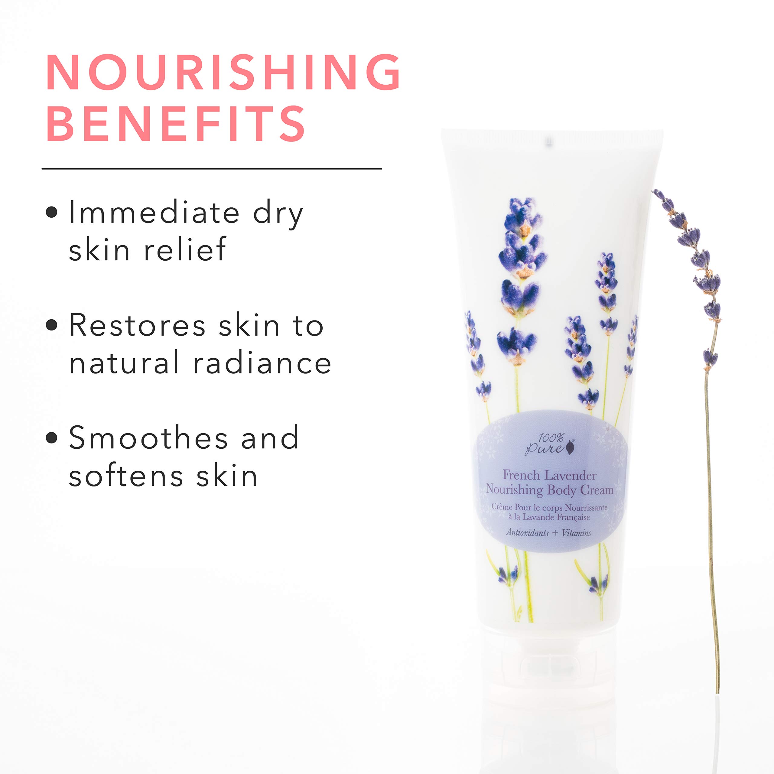 100% Pure French Lavender Body Cream - Luxurious Botanical Moisturizer for Dry Skin, Hydration & Anti-Aging - Vegan & Natural Skincare for Women & Men (8 oz) | Perfect for Nighttime Relaxation & Daily Skin Replenishment