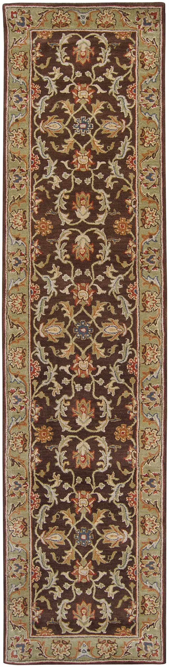 Hauteloom Alexander Wool Area Rug for Living Room & Bedroom - Traditional Beige Brown Red Round 6' - Soft & Durable Home Decor for Cozy Spaces