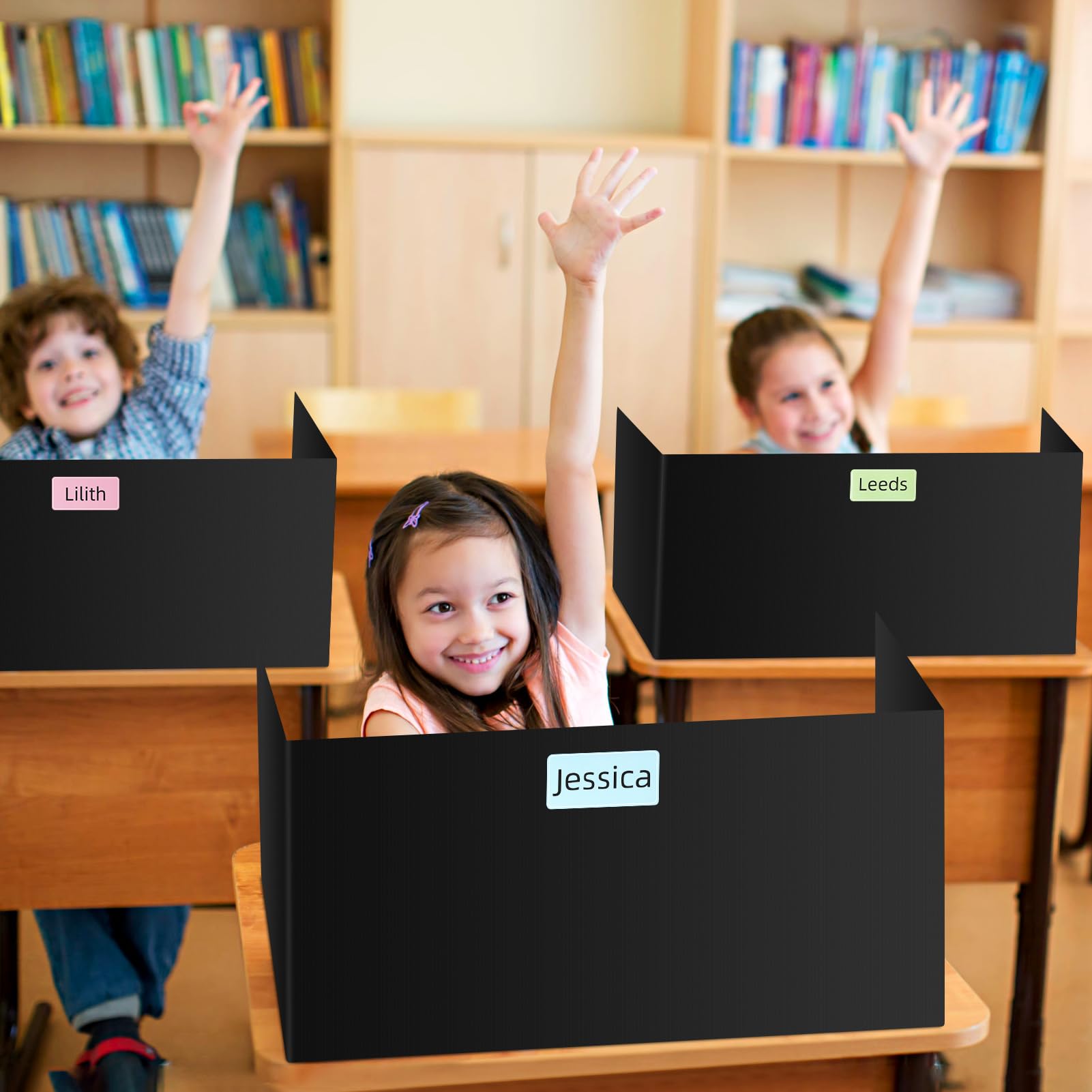 Kartols 24-Pack Black Plastic Privacy Folders for Students - Classroom Desk Dividers & Teacher Supplies - Easy-to-Clean Privacy Shields for Study, Testing & Organized Workspaces
