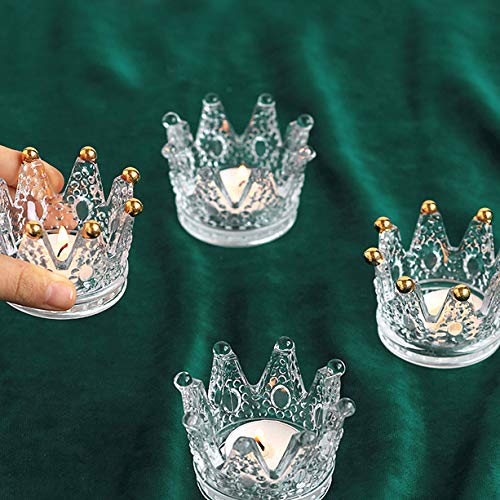 1PCS Clear Crown Votive Candle Holder - Mini Tea Light Candlestick for Weddings, Parties & Home Decor - Jewelry Ring Holder & Royal Theme Decoration (Perfect for Centerpieces, Tablescapes & Gift Giving)