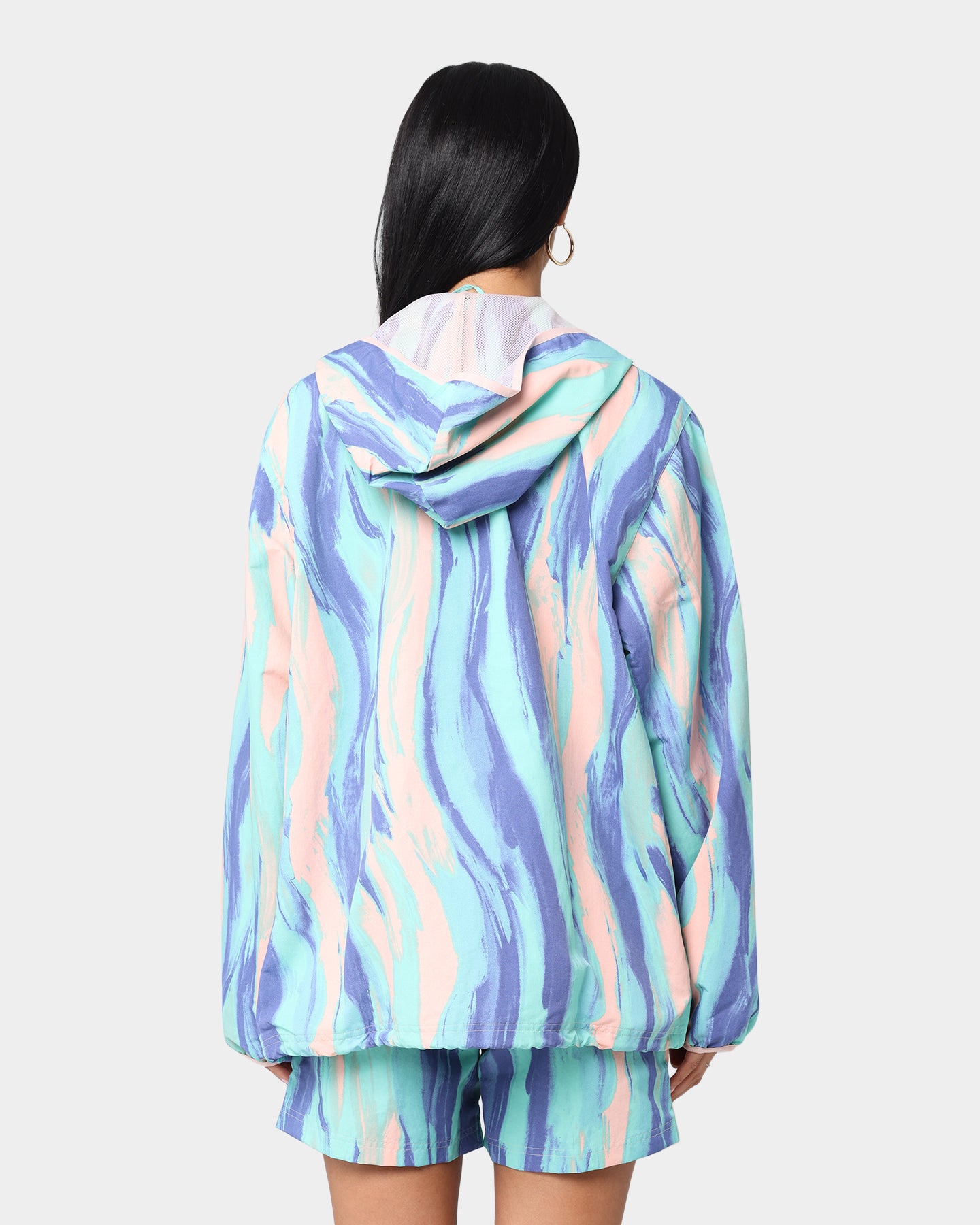 Adidas Marbled Paint Patrick Kyle Windbreaker Jacket - Vapor Pink & Multi-Color Lightweight Windbreaker for Running, Hiking & Outdoor Activities